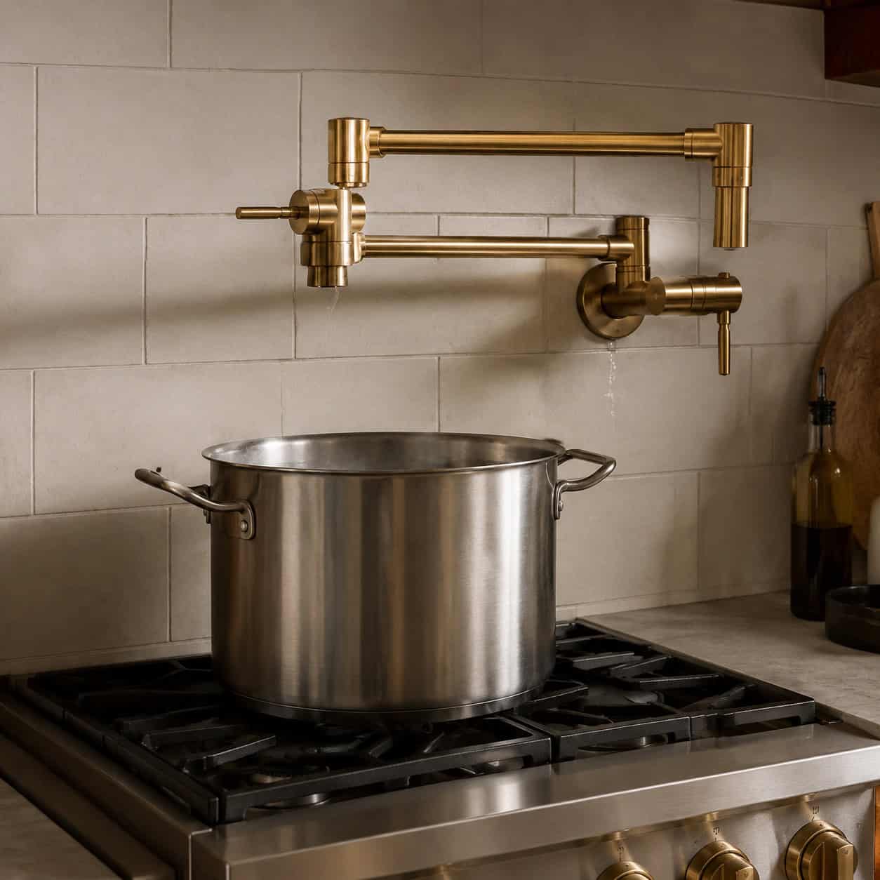 The pot filler faucet over the stove