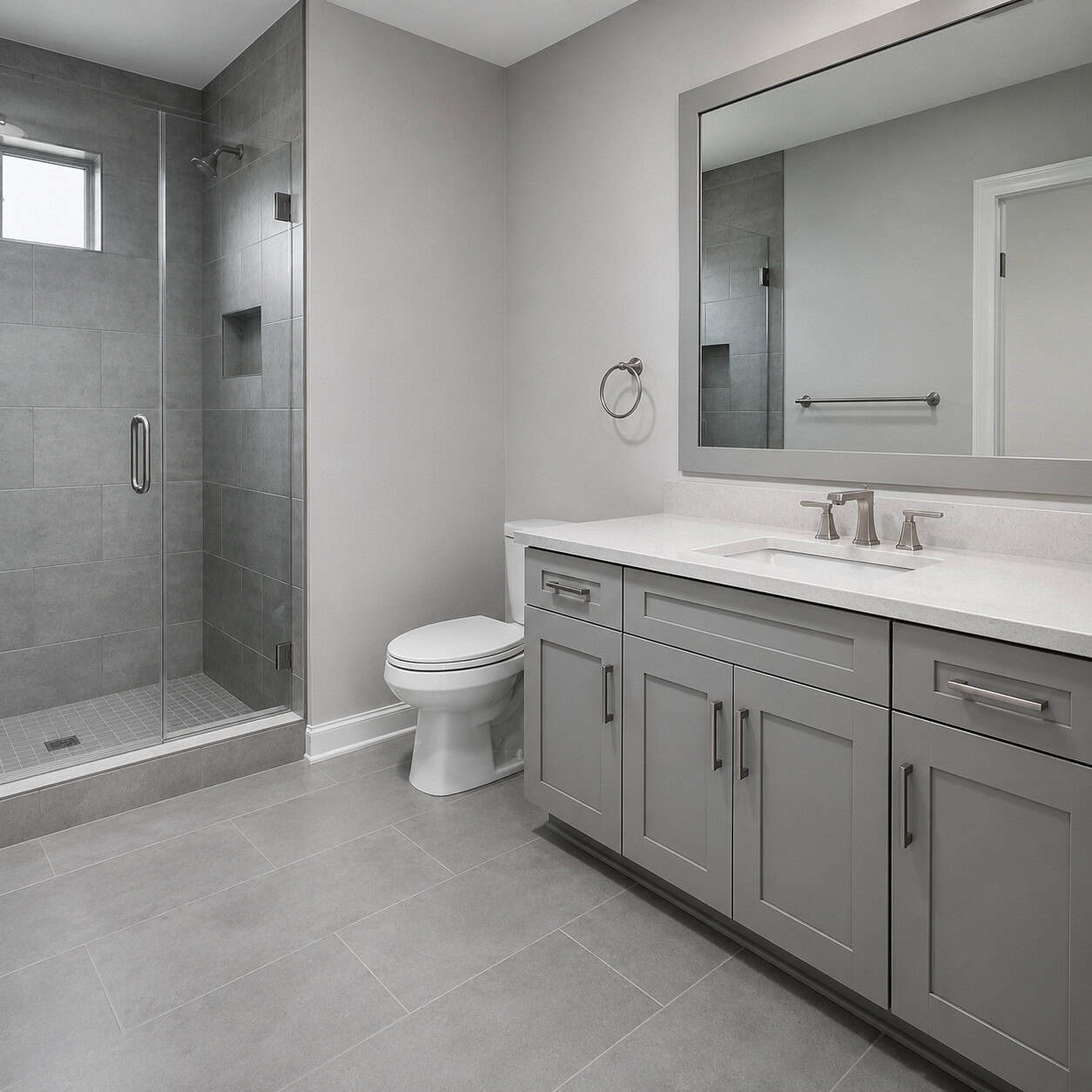 Gray Vanity, Gray Tile, Gray Grout