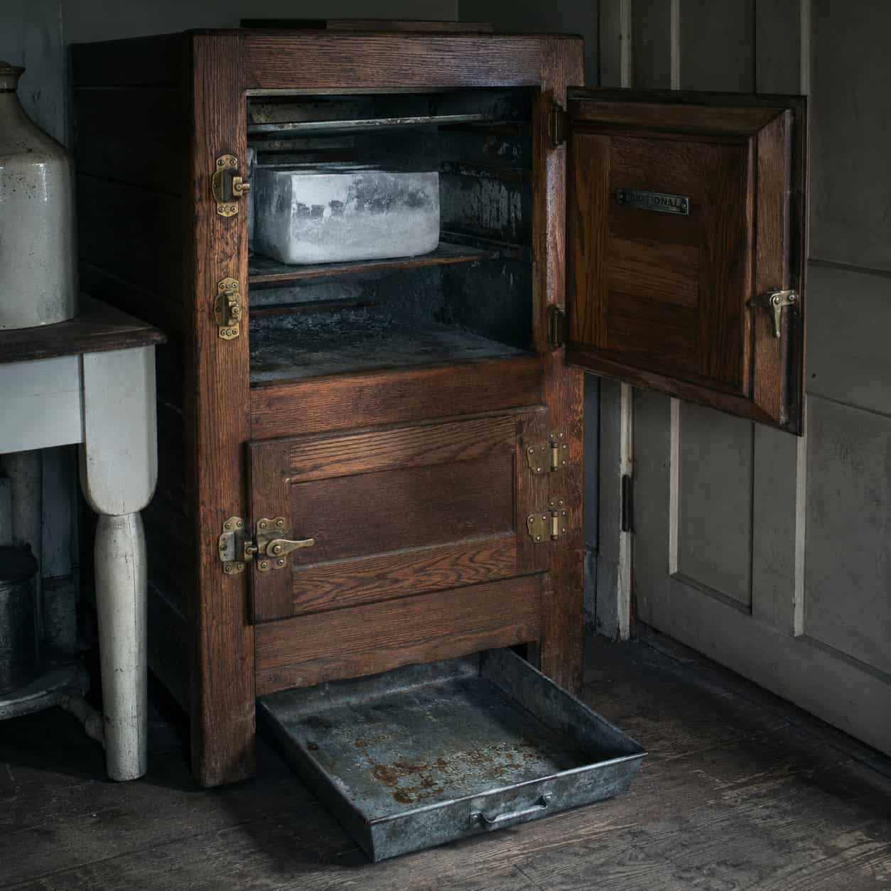 The Wooden Icebox and Its Drip Pan