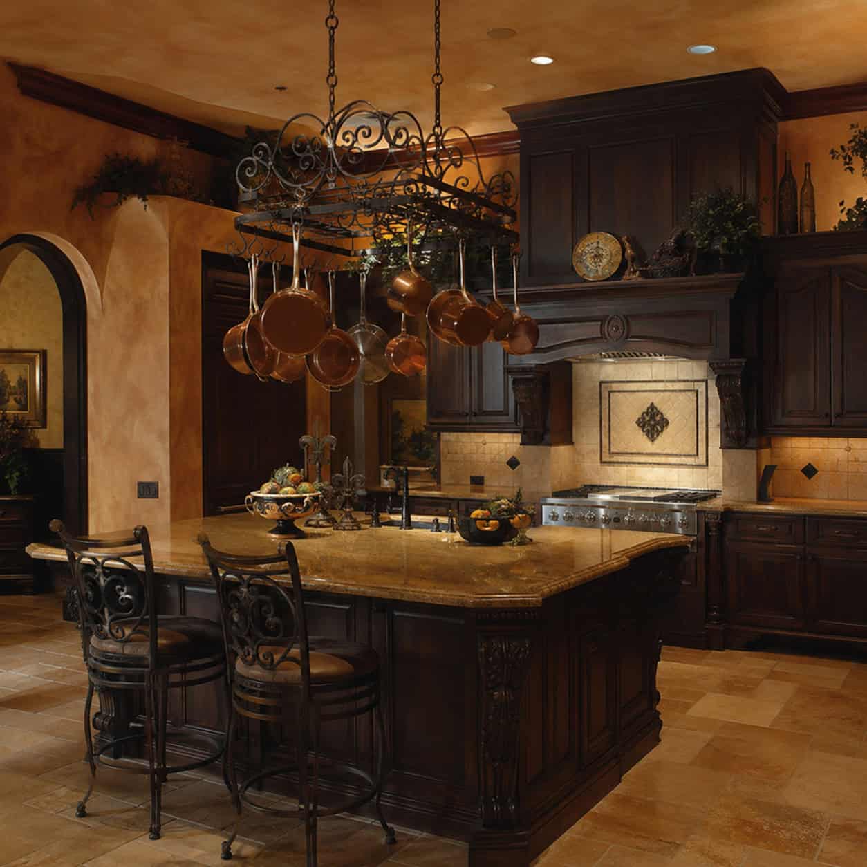 Tuscan / Old-World Dark Ornate Kitchens