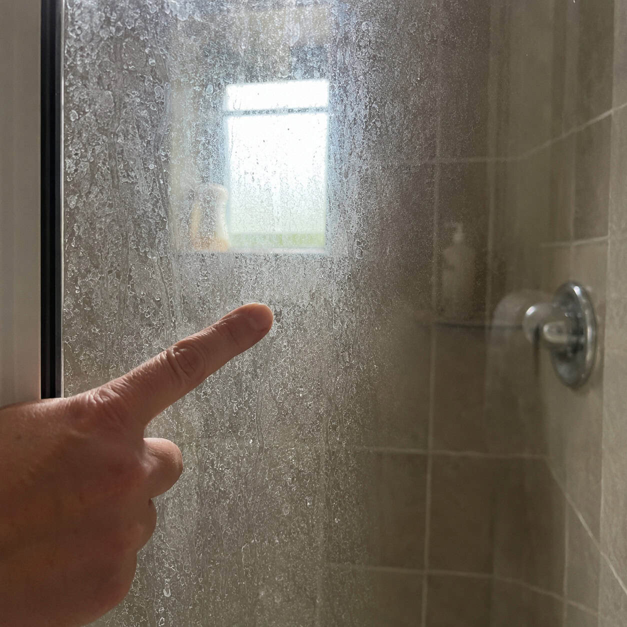 Cloudy, Etched Glass Shower Doors