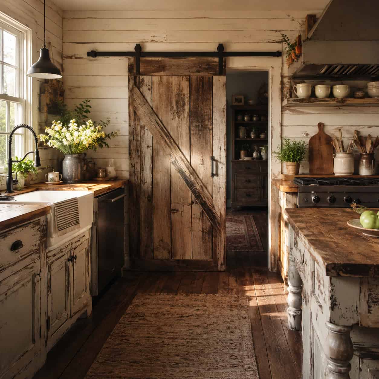 Distressed farmhouse everything (and the barn door)