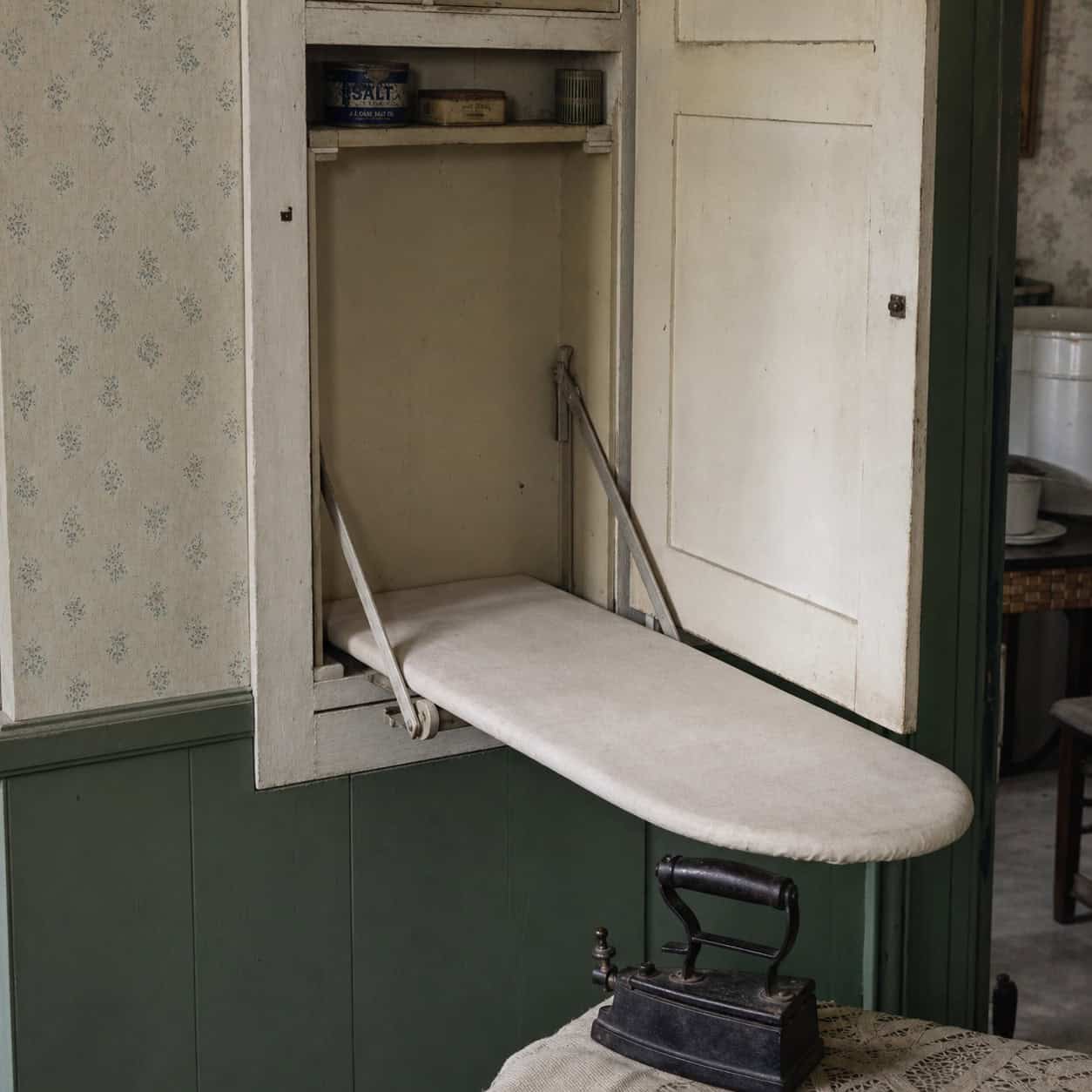The built-in ironing board