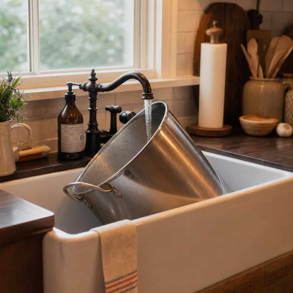 A Low-Arc Faucet Over a Deep Sink