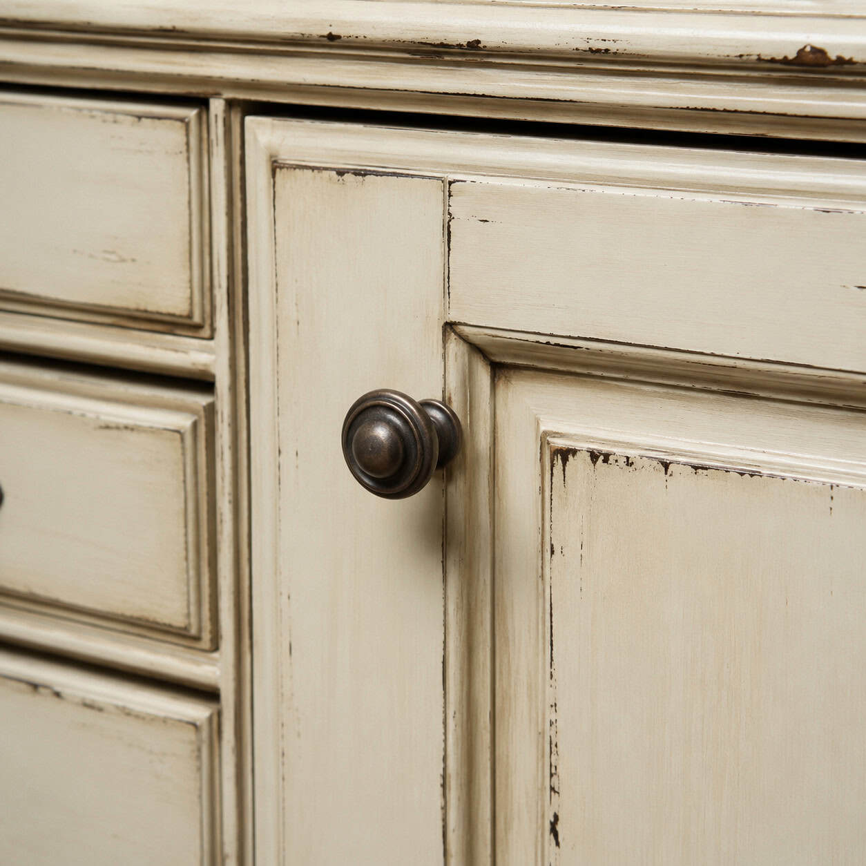 Faux-Distressed and Artificially Aged Cabinets