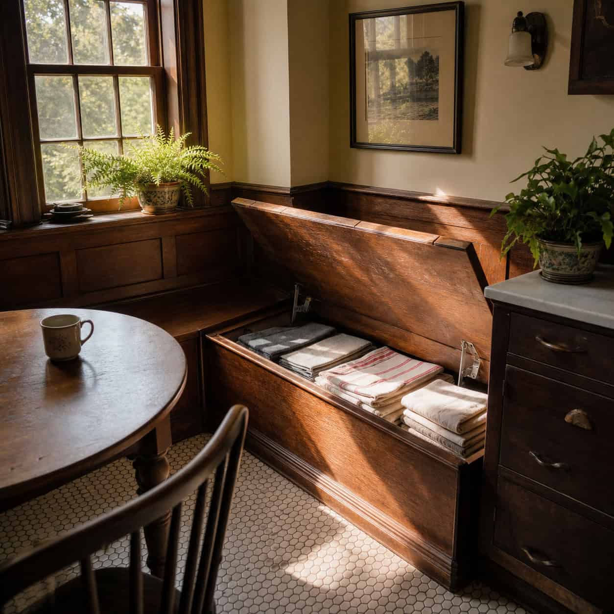The breakfast nook with under-seat storage
