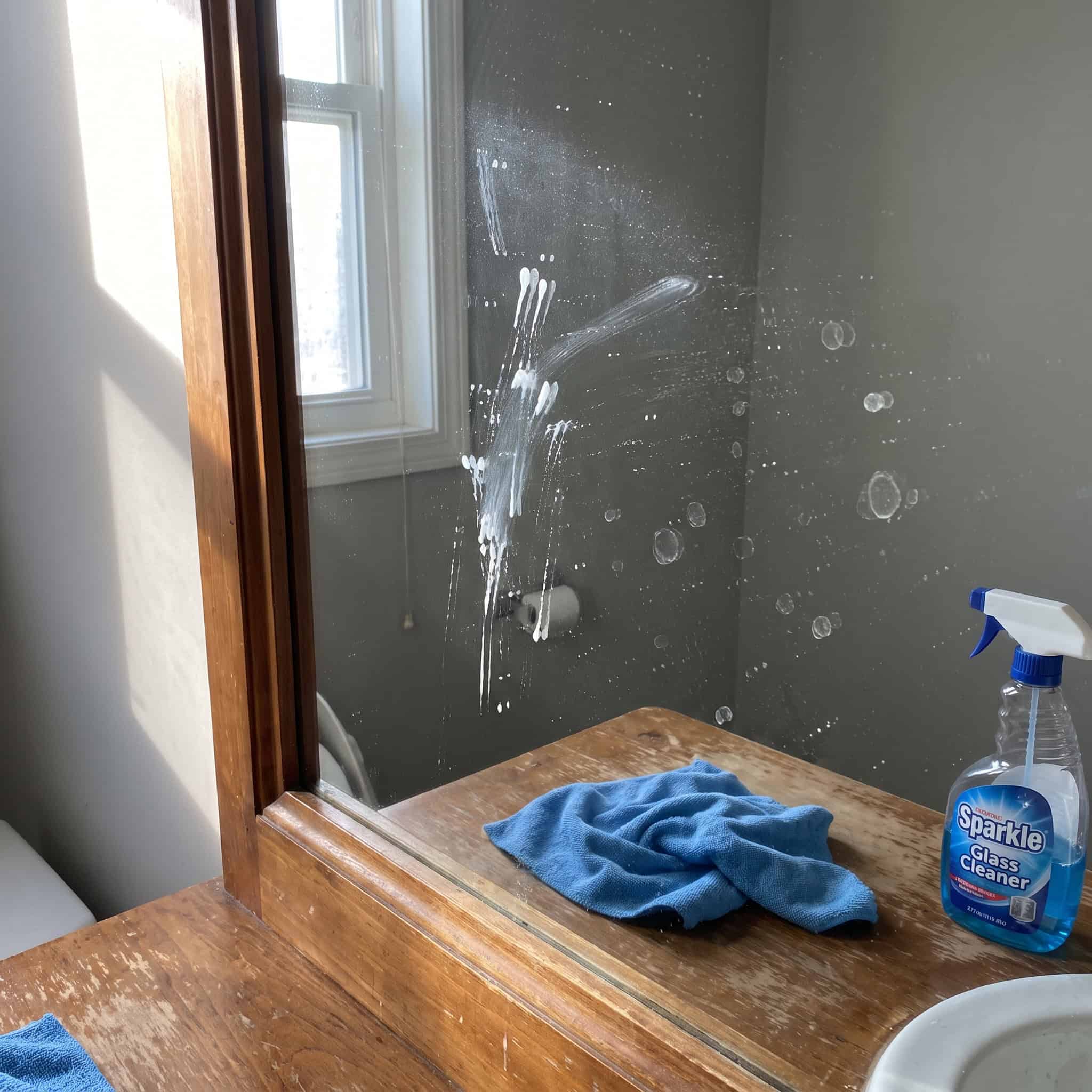 Toothpaste Splatter and Spots on the Mirror
