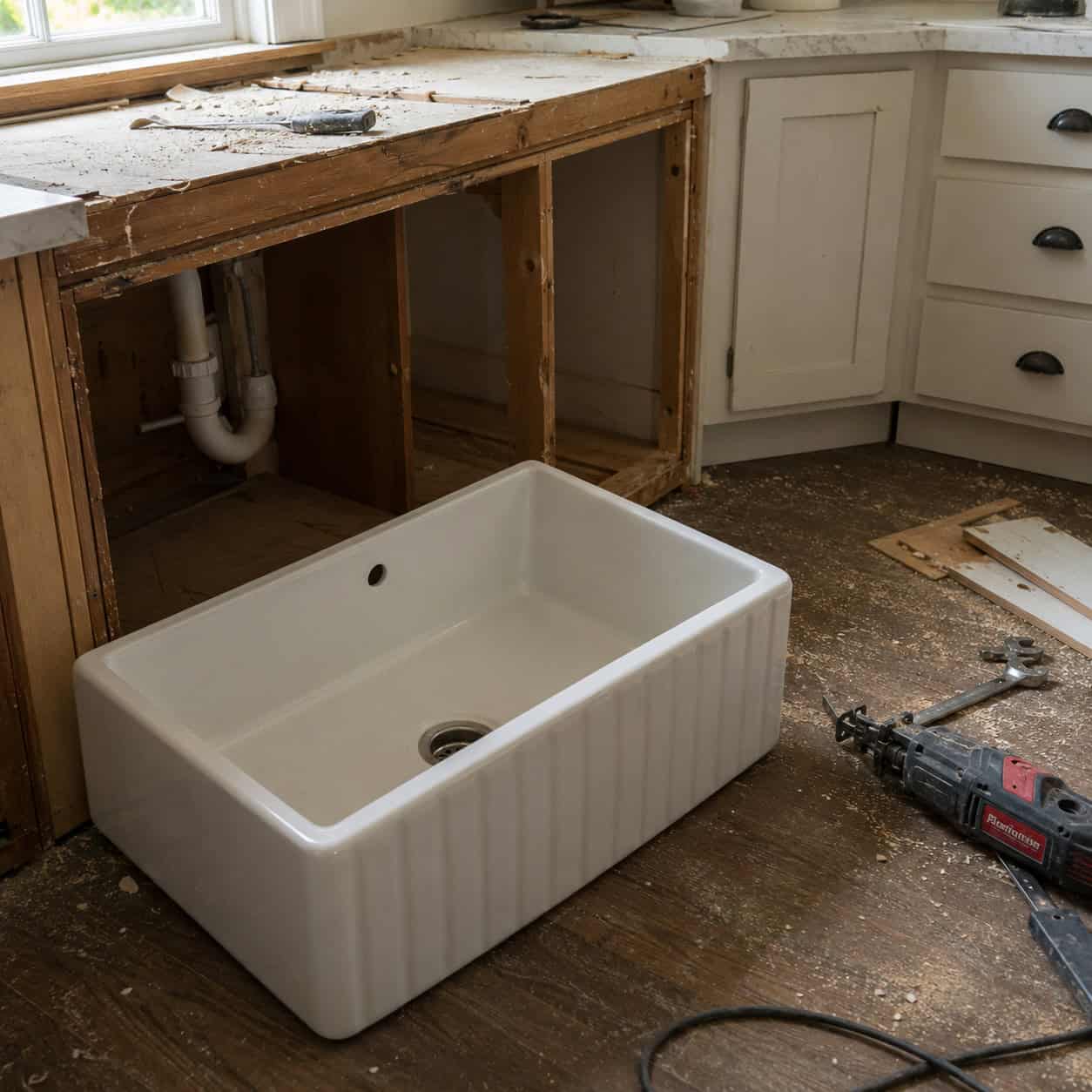 Retrofitting a Farmhouse Sink Without a Plan