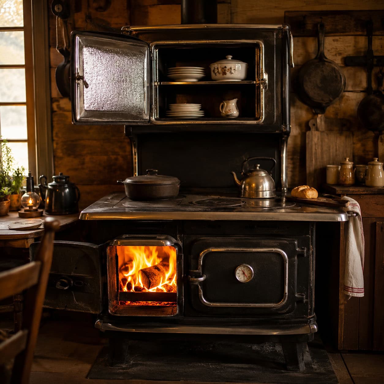 The Warming Closet on the Wood Cookstove