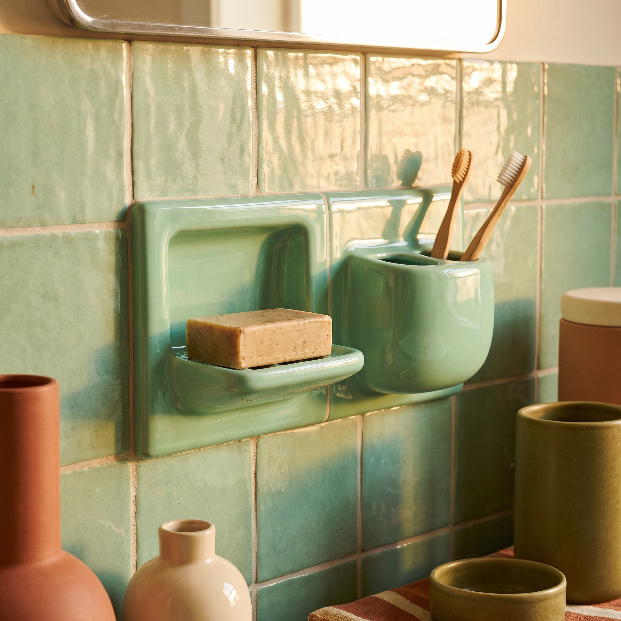 Built-In Ceramic Soap Dishes & Toothbrush Holders