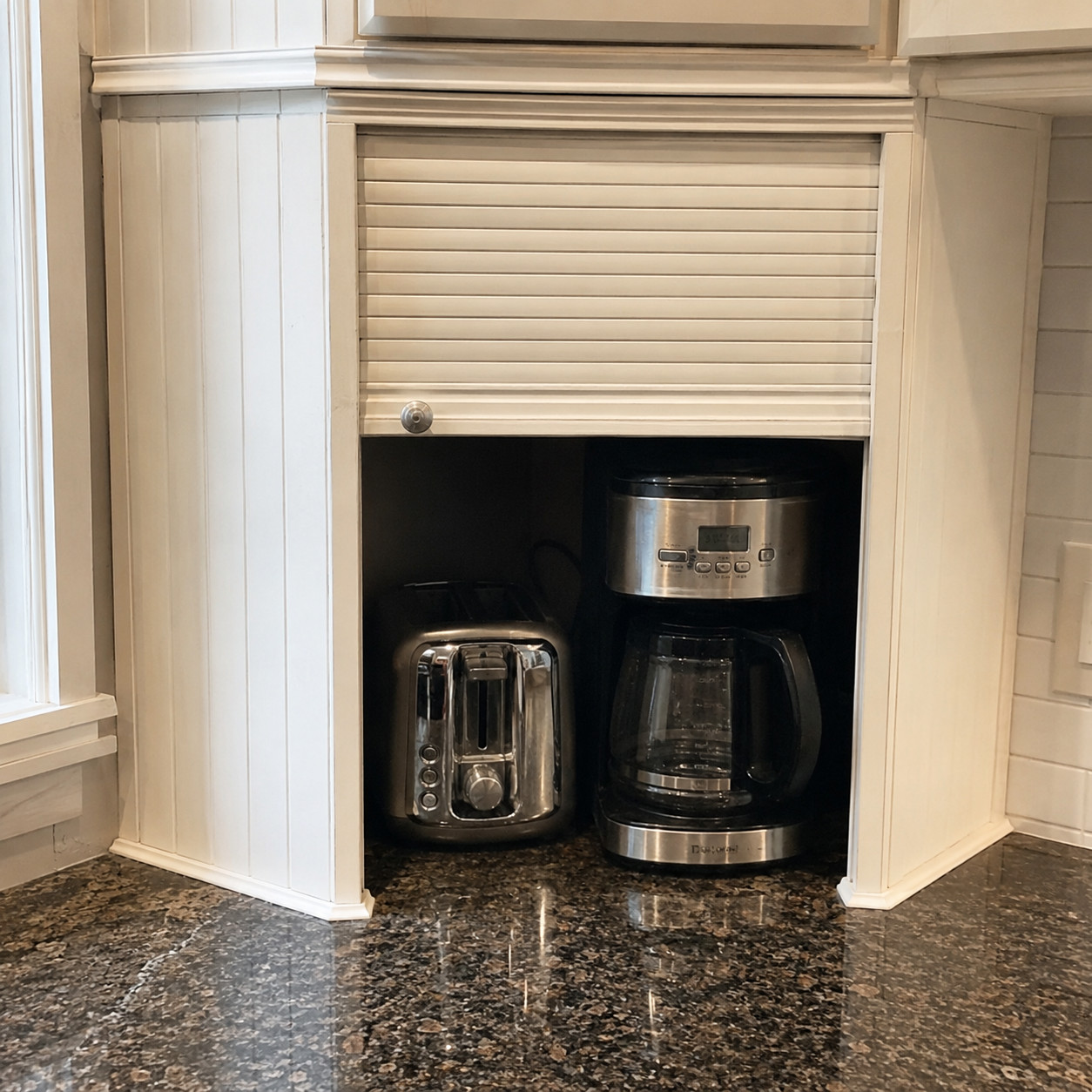 Tambour-door appliance garage
