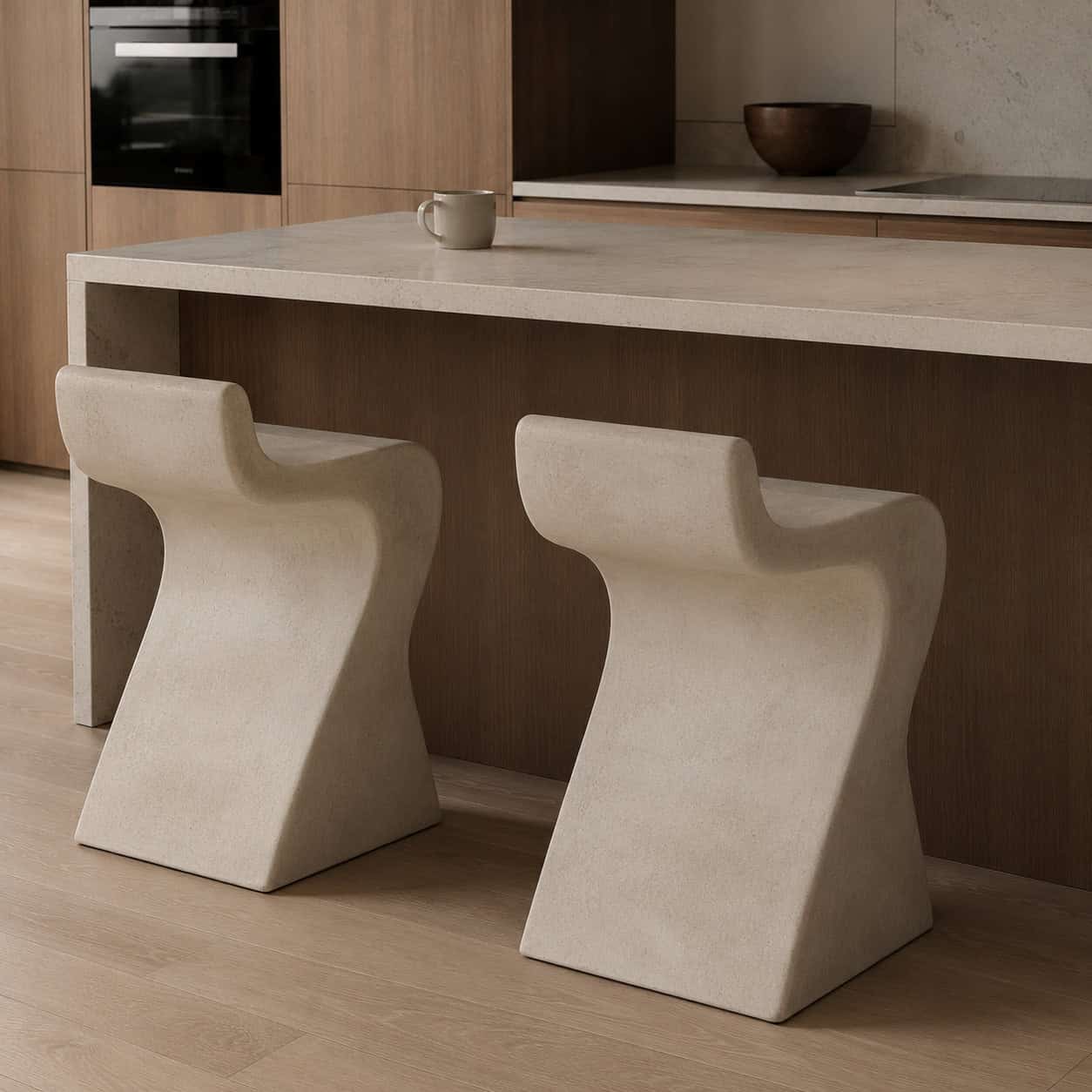 Sculptural Backless Counter Stools