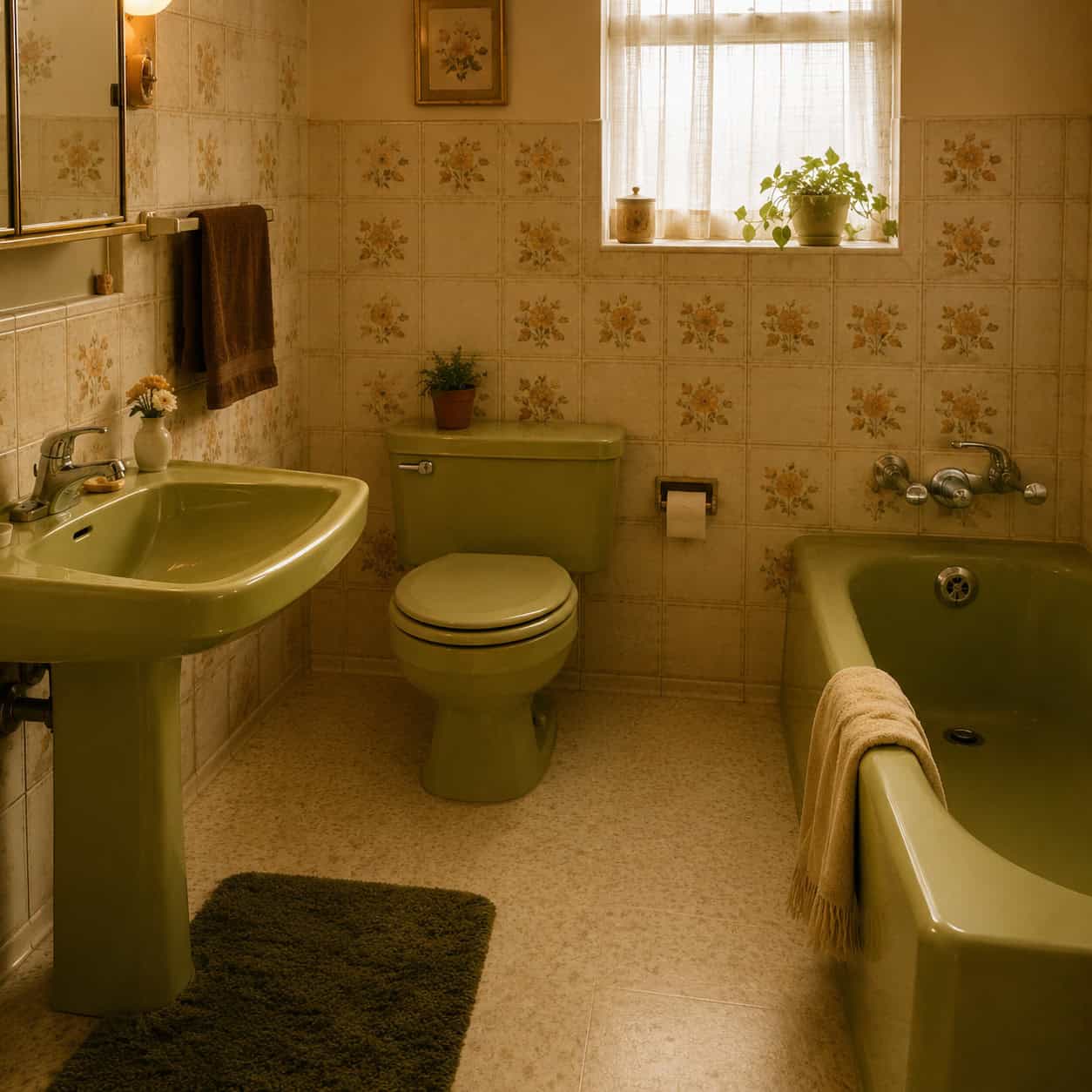Colored Fixture Suites — Avocado, Harvest Gold, Pink