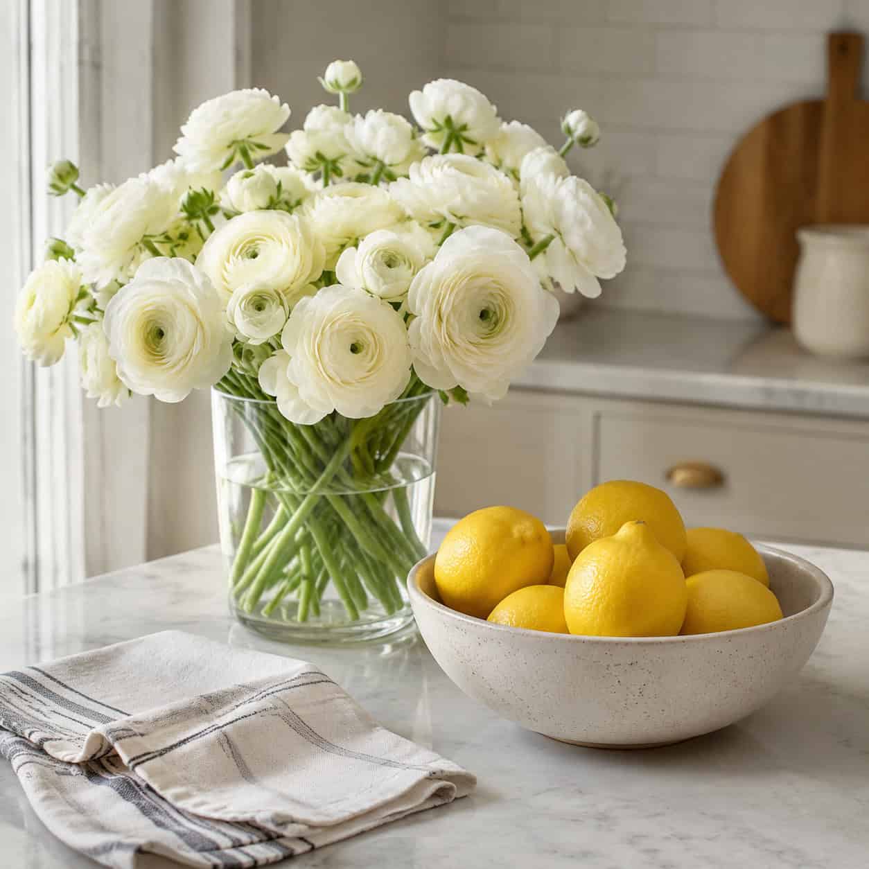 Fresh Flowers and a Bowl of Citrus