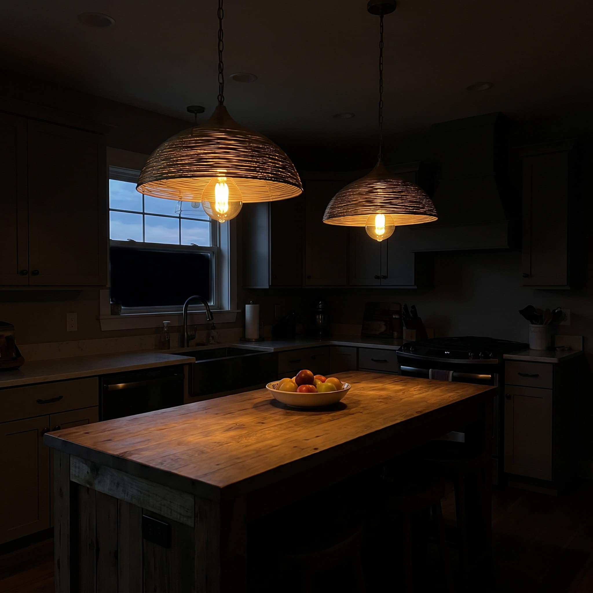 Statement pendants as the only lighting
