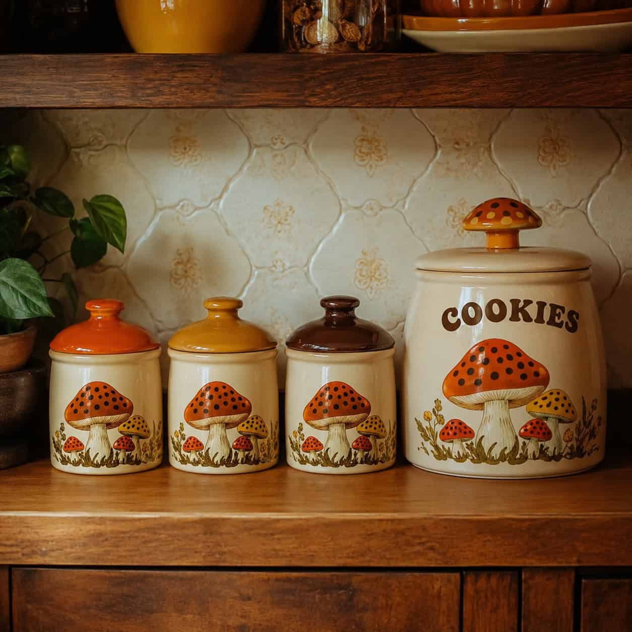 Mushroom-Motif Canisters