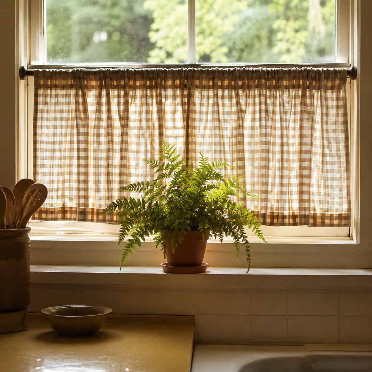 Burlap & Gingham Café Curtains
