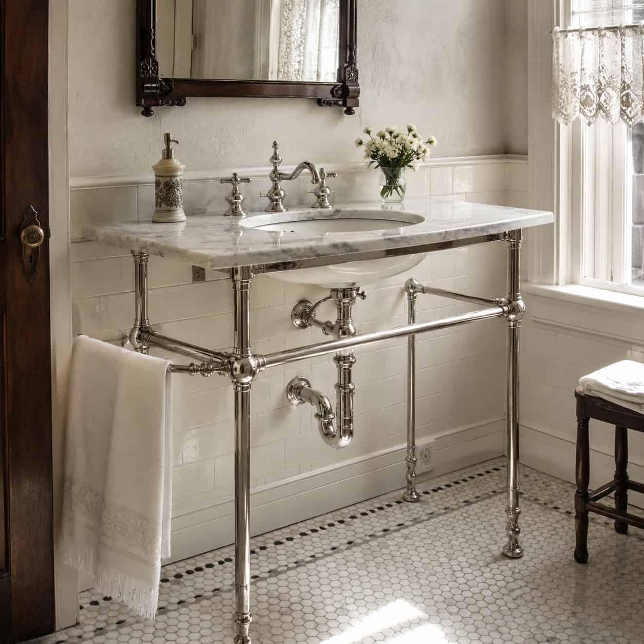 Console Sink with Metal Legs