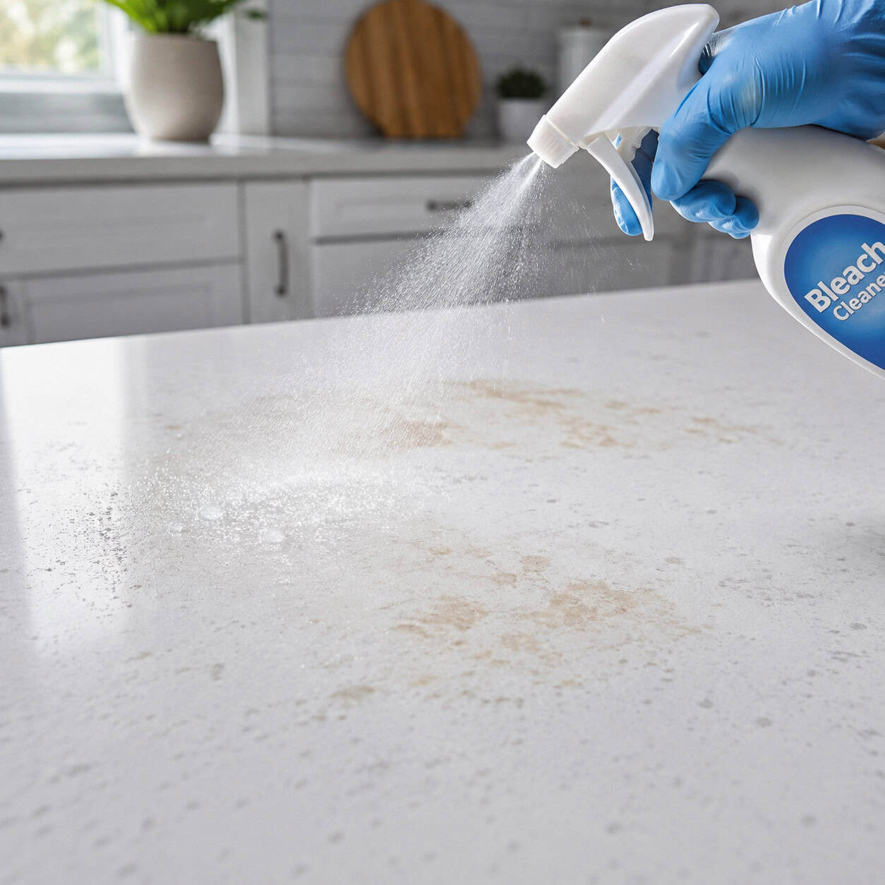 Spritzing bleach and ammonia to "disinfect"