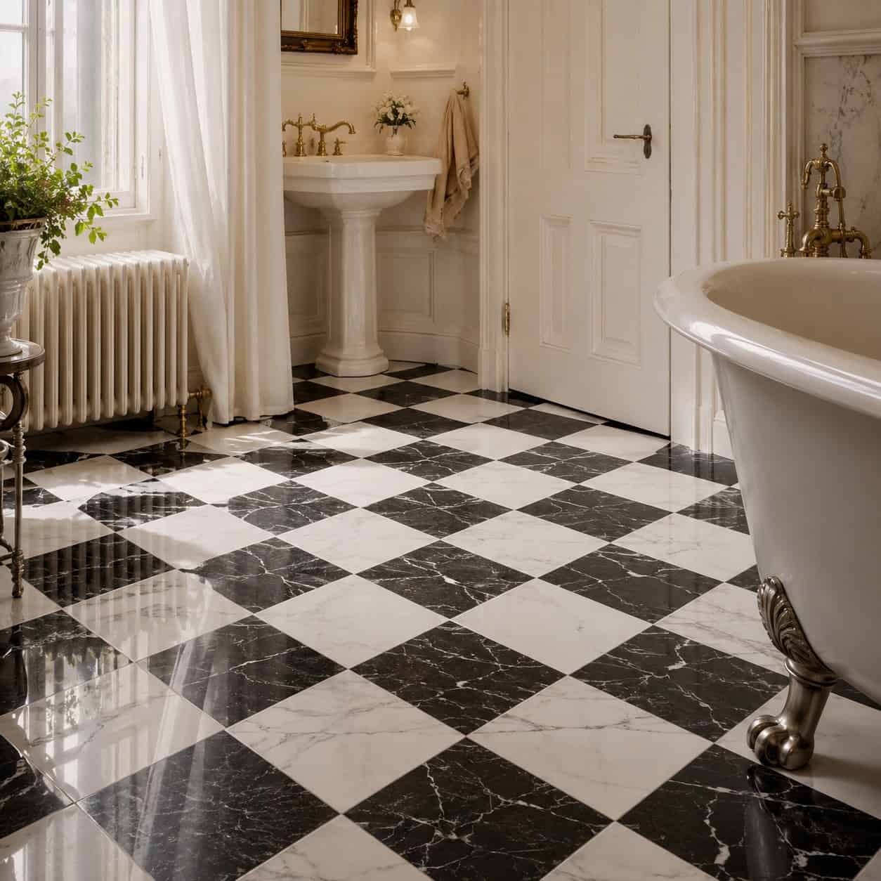 Black-and-White Checkerboard Floor
