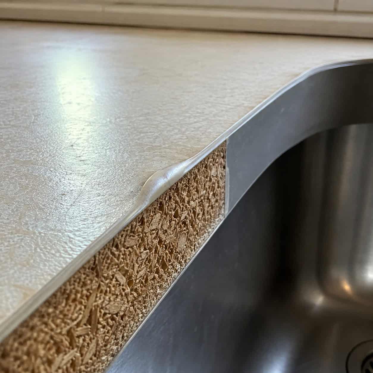 Laminate countertops over a particleboard core