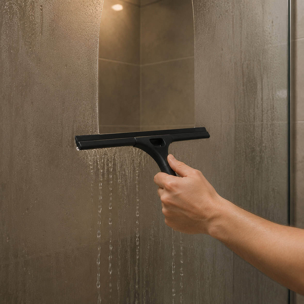 Squeegeeing the Shower Glass Before You Step Out