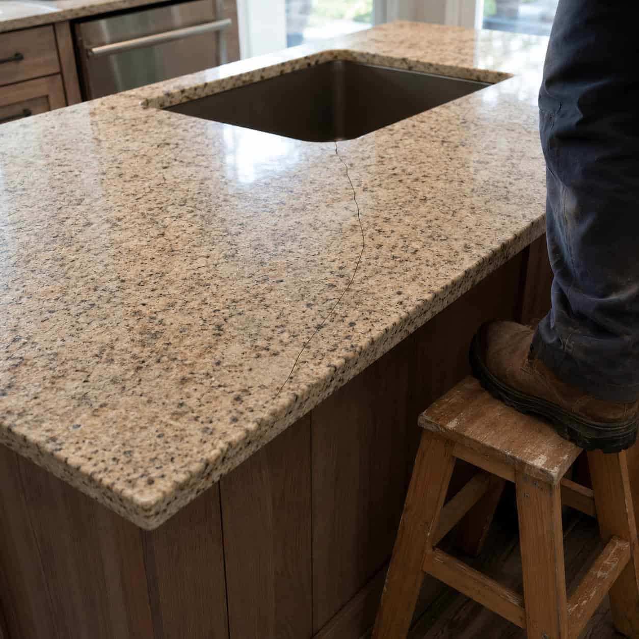 Using the counter as a step stool — or a seat
