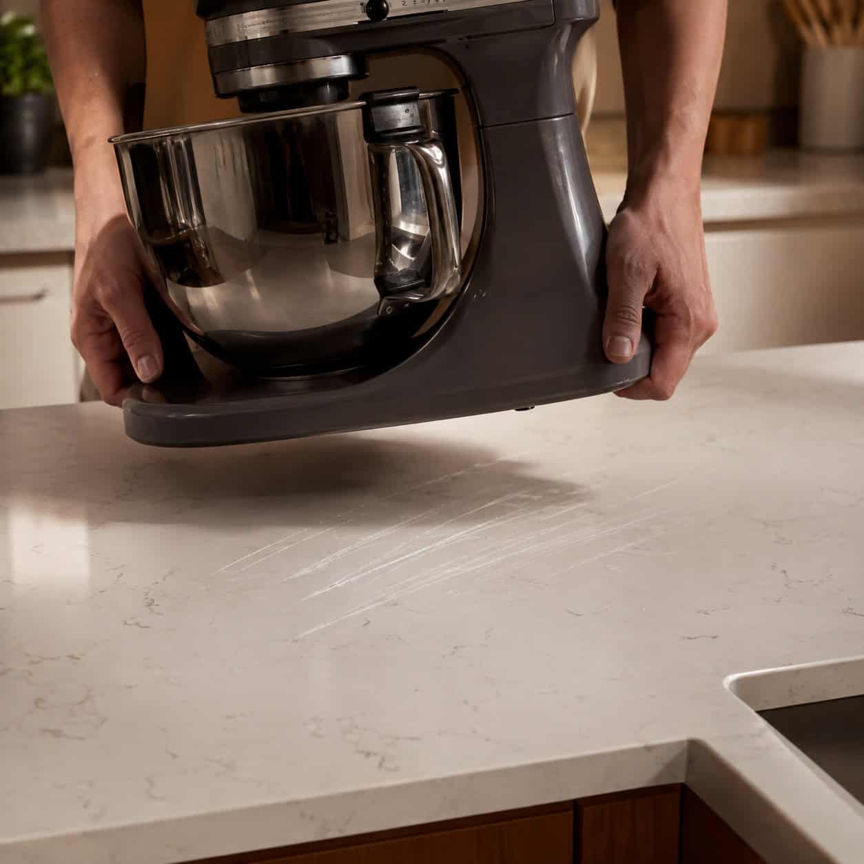 Dragging the stand mixer instead of lifting it