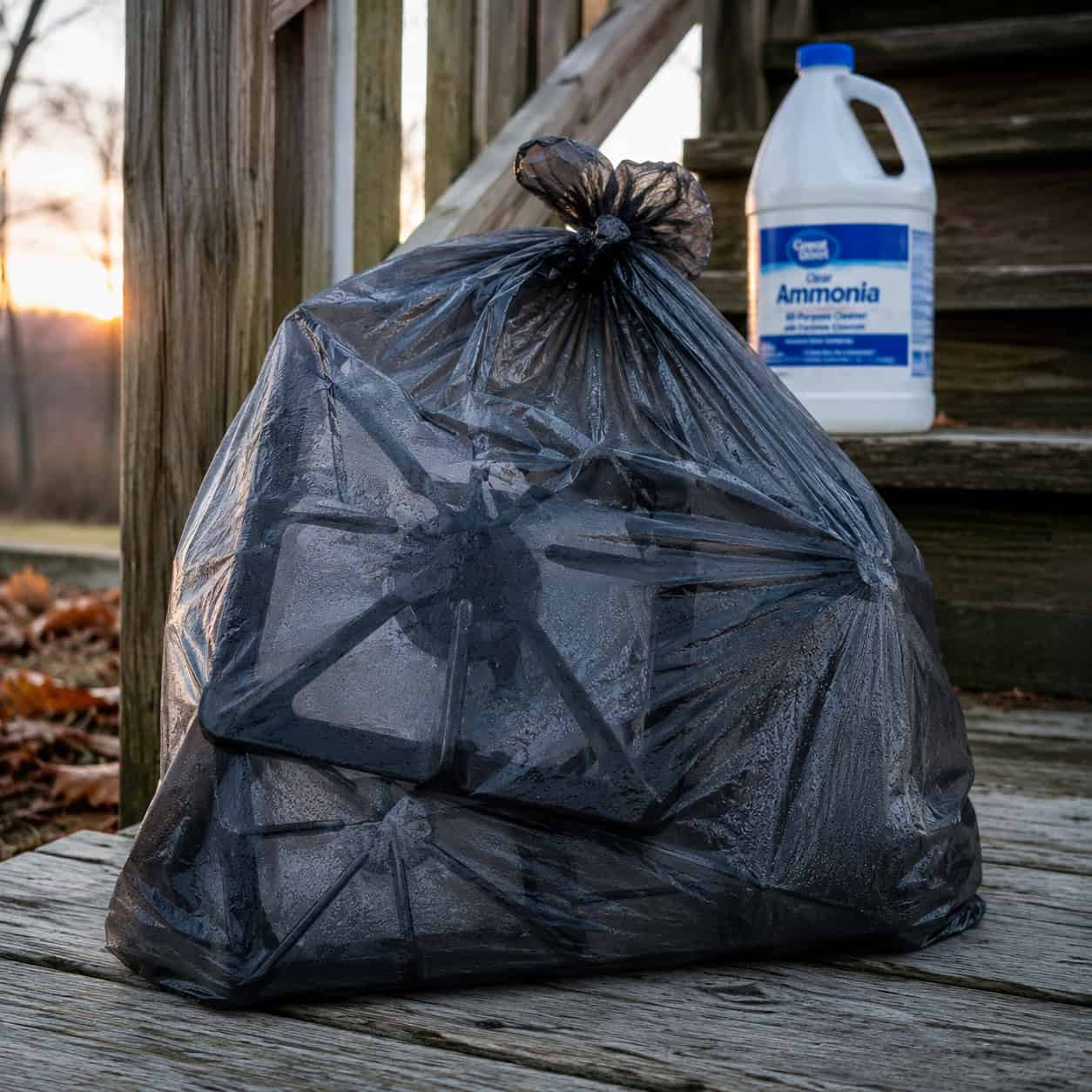 Stove Grates Sealed in a Bag With Ammonia Overnight