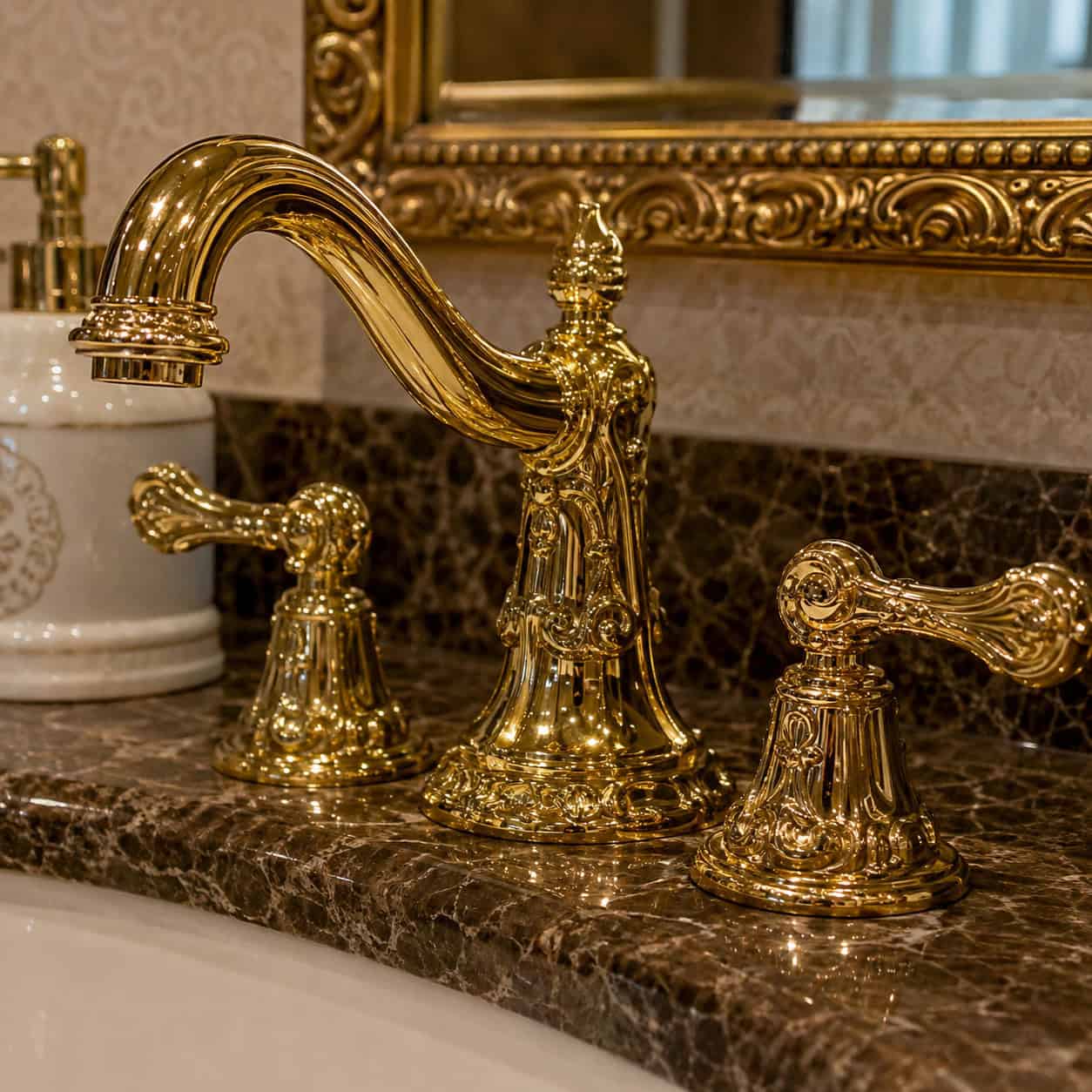 Gold and Ornate Faucets and Fixtures