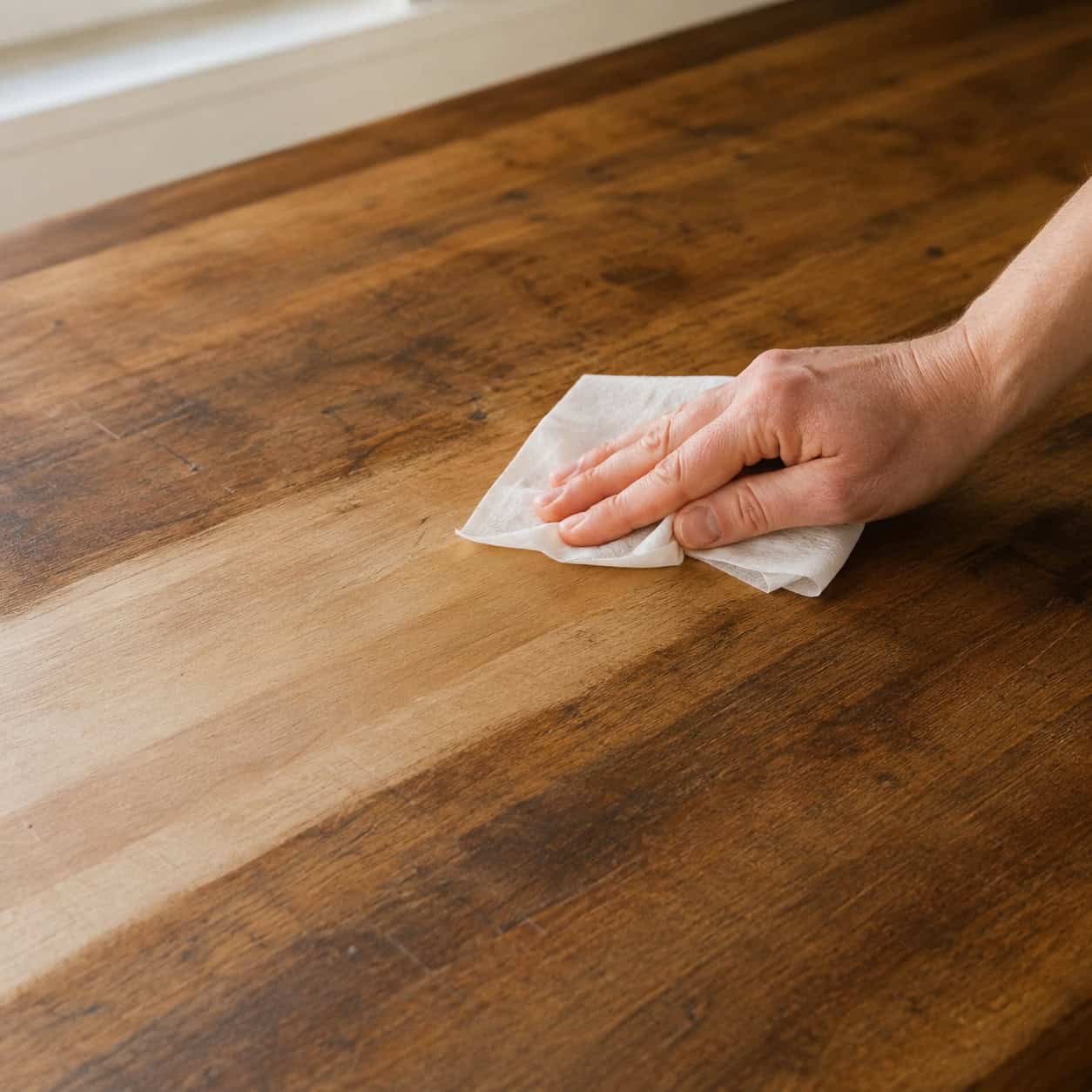 Cleaning wood counters with disinfecting wipes