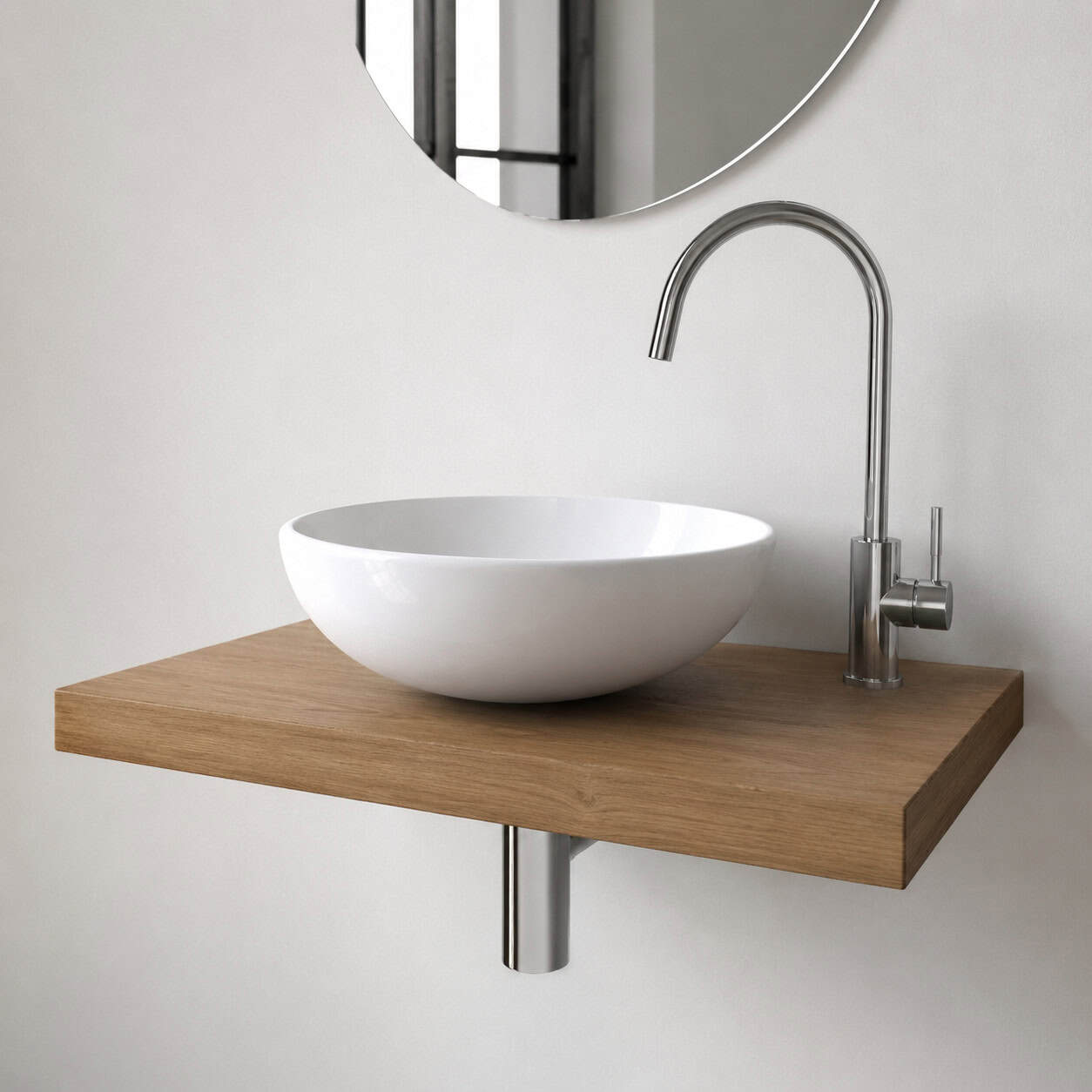 The White Vessel Sink on a Floating Slab