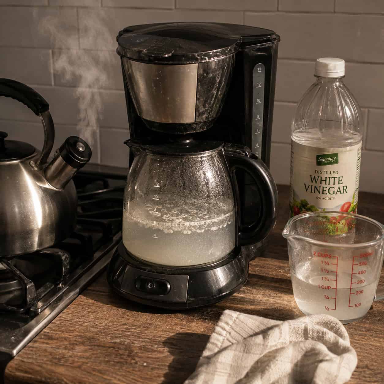 Boiling Vinegar Through the Kettle and Coffee Maker
