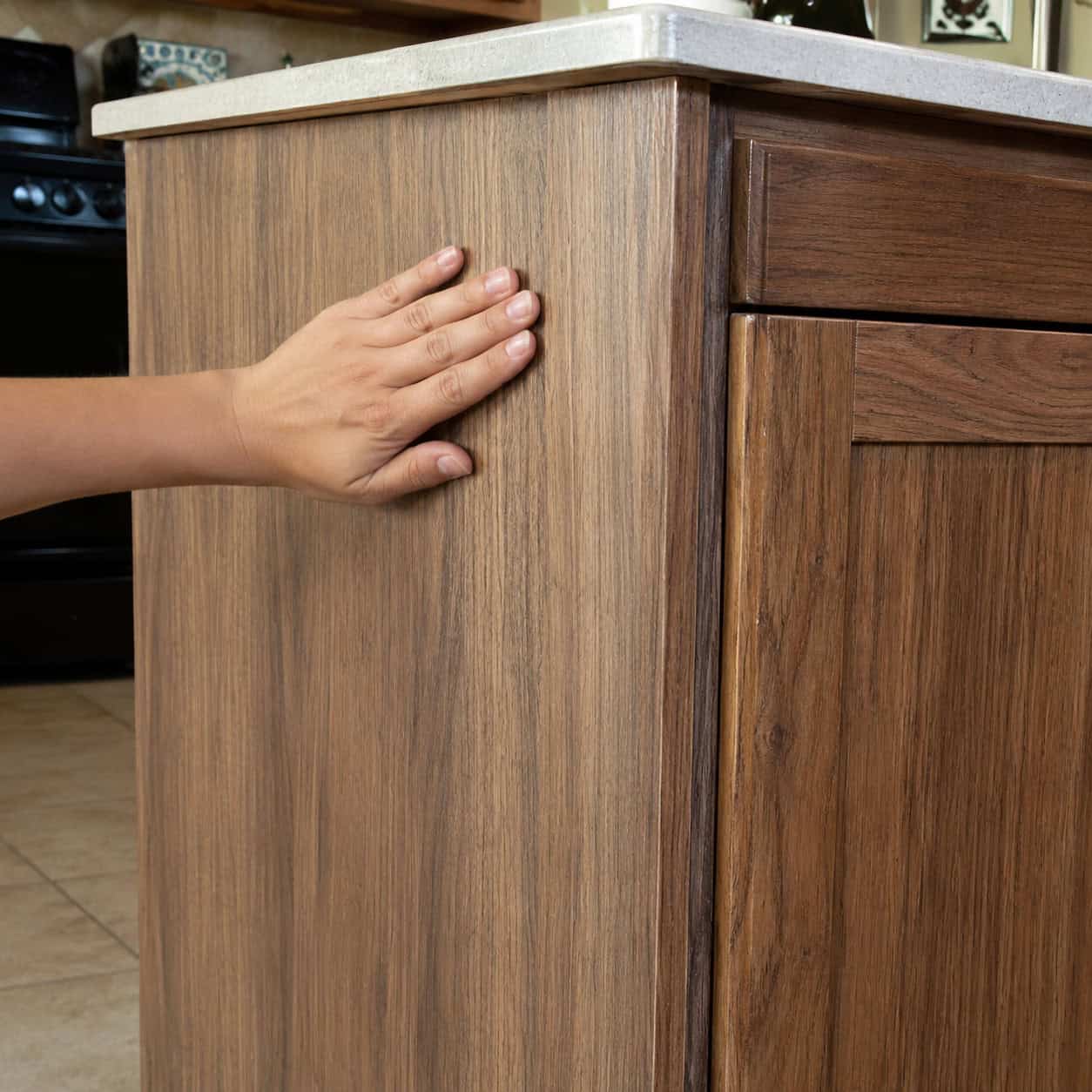 Hollow-core or vinyl-wrapped cabinet end panels