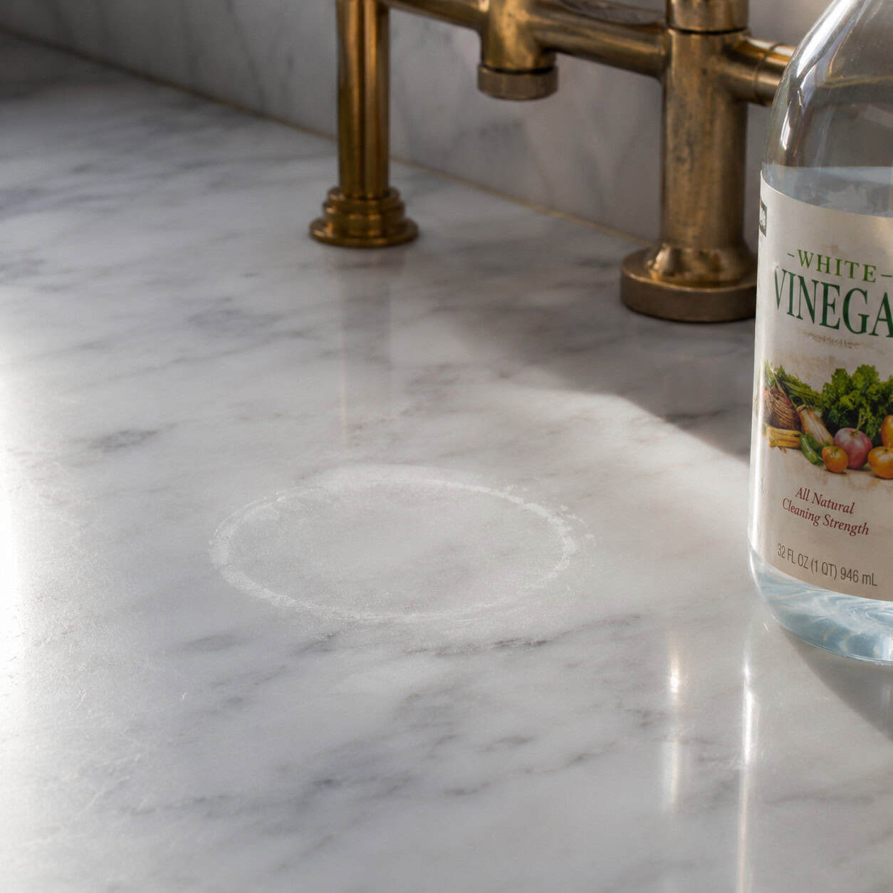 Keeping Vinegar Away From Marble, Granite, and Unlacquered Brass