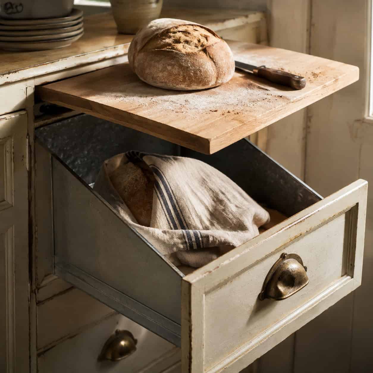 The Tin-Lined Bread Drawer and Pull-Out Cutting Board
