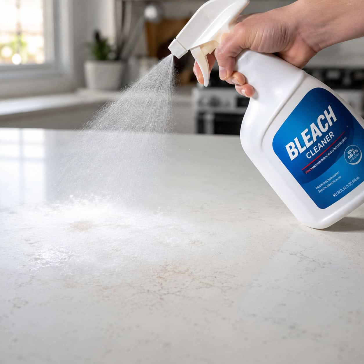 Spritzing bleach and ammonia to "disinfect"
