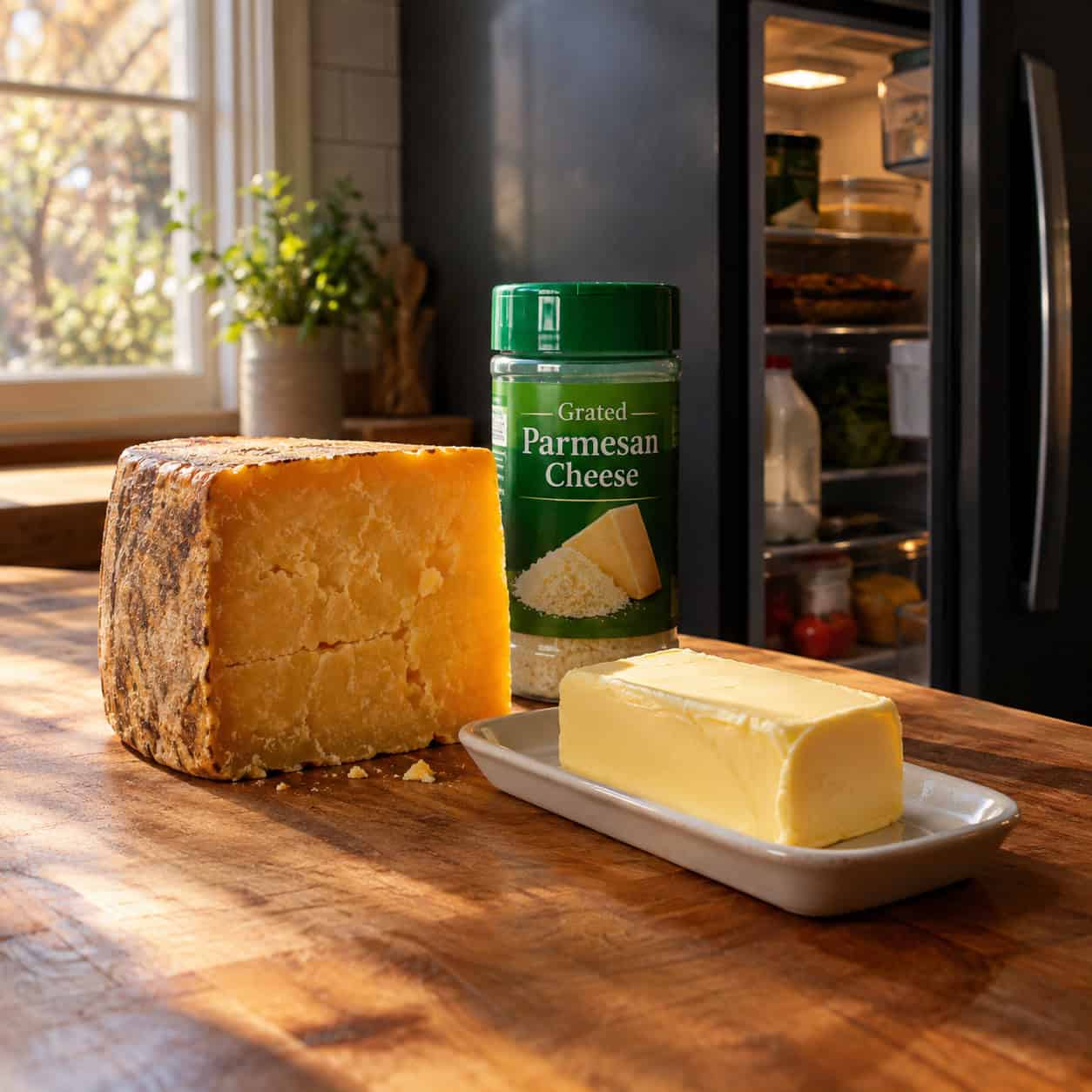 Hard Cheese, Butter, and Grated Parmesan