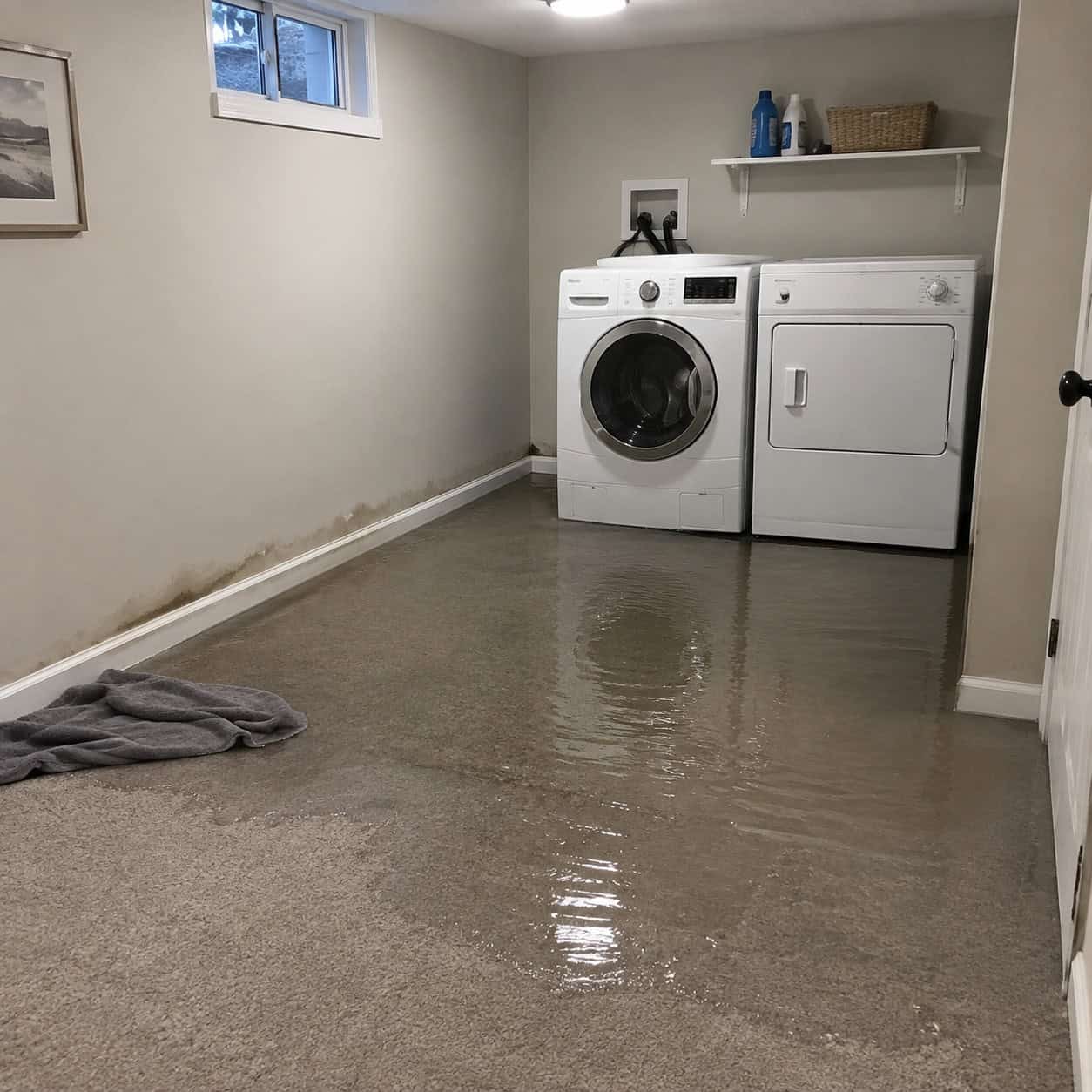 A Finished Laundry Room With No Floor Drain