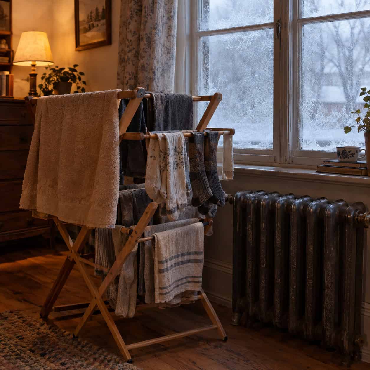 The Winter Drying Rack by the Radiator