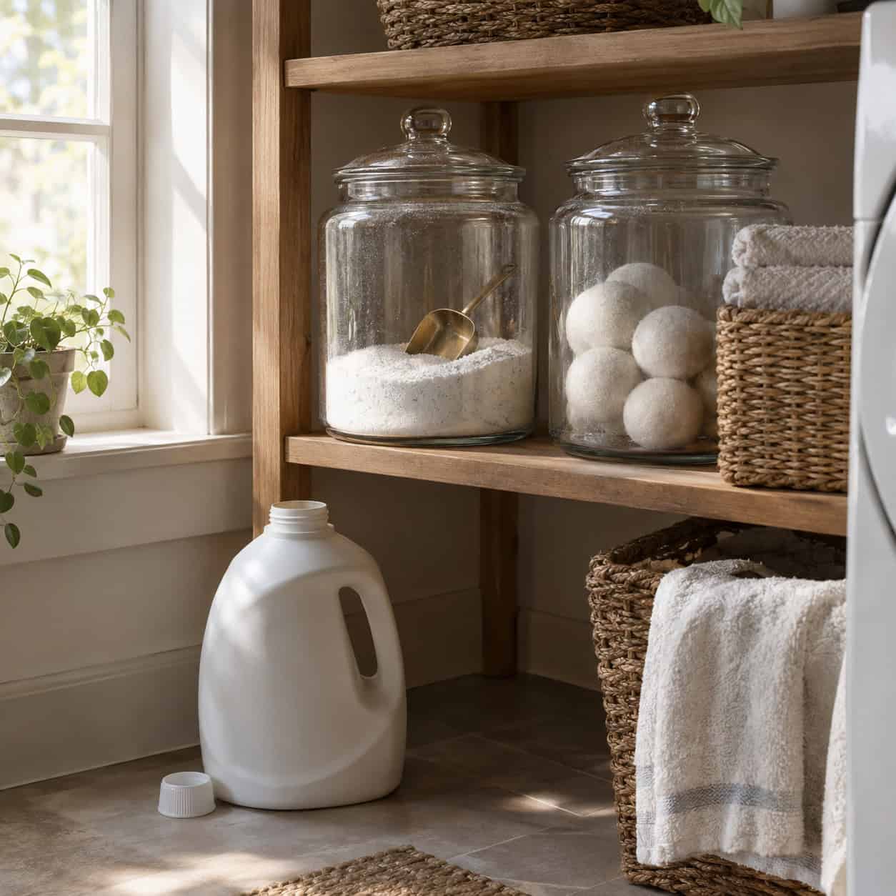 Detergent Decanted Into Glass Jars