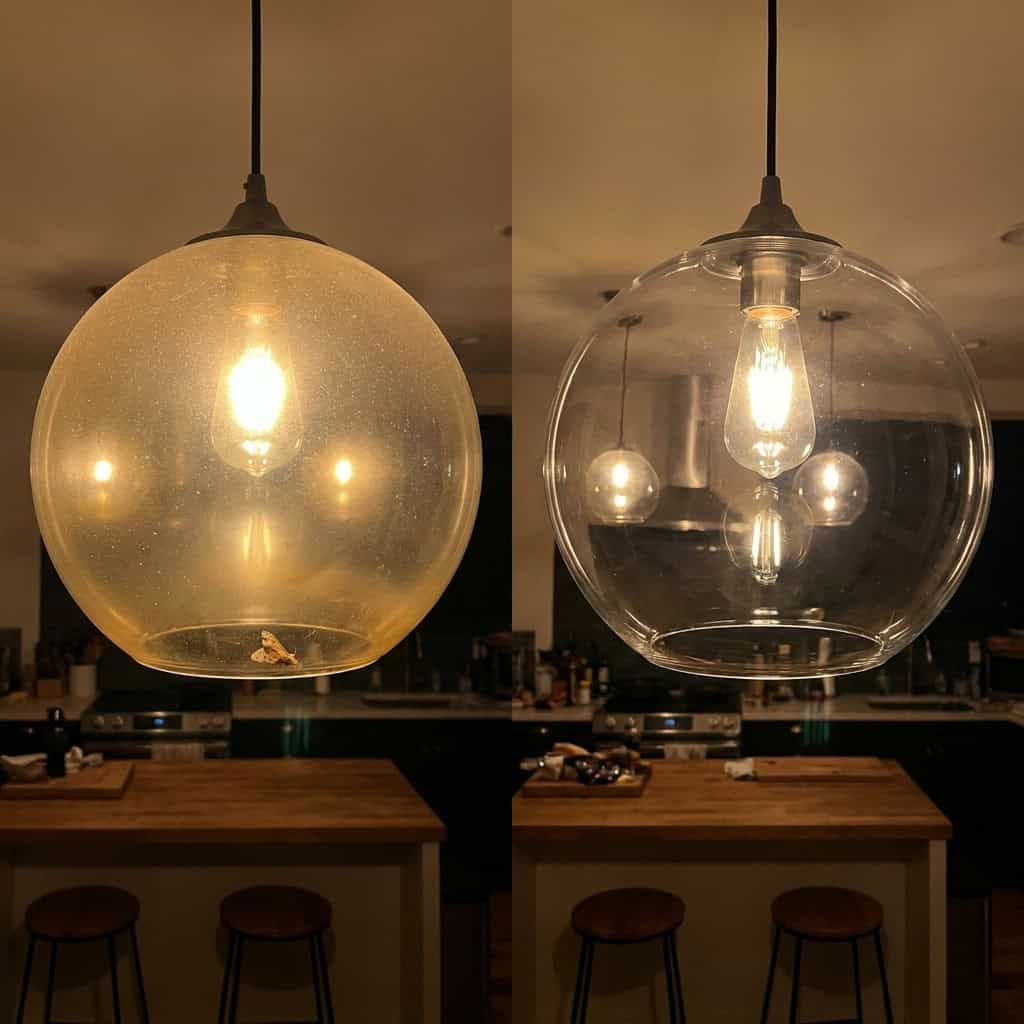 Glass Pendant Globes Over the Island