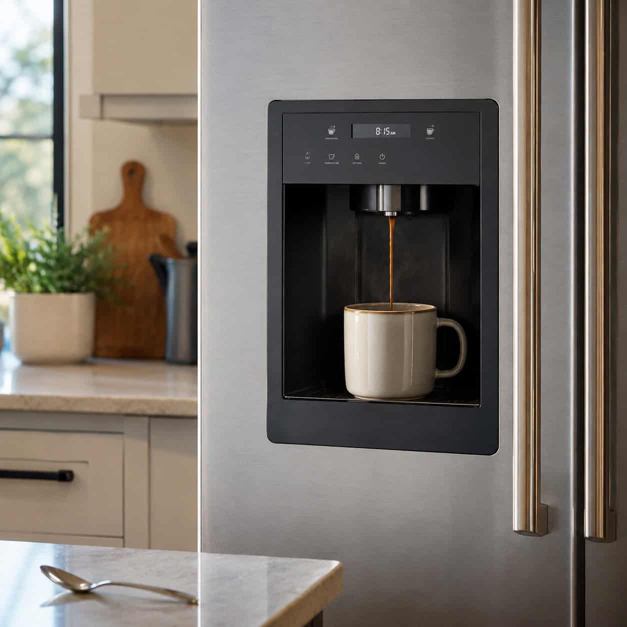 The Coffee Maker Built Into the Refrigerator Door