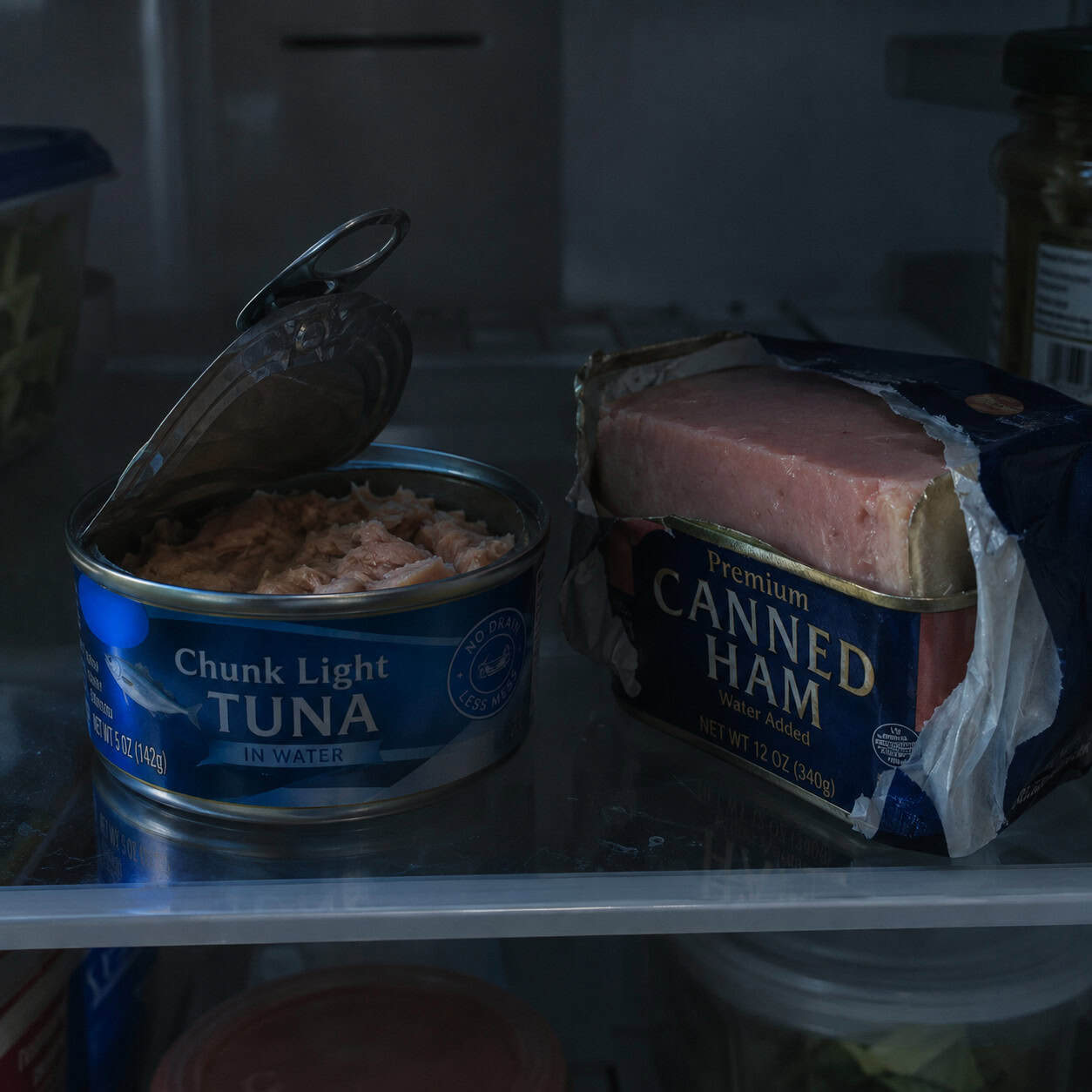 Opened Canned Ham and Opened Canned Meat or Fish