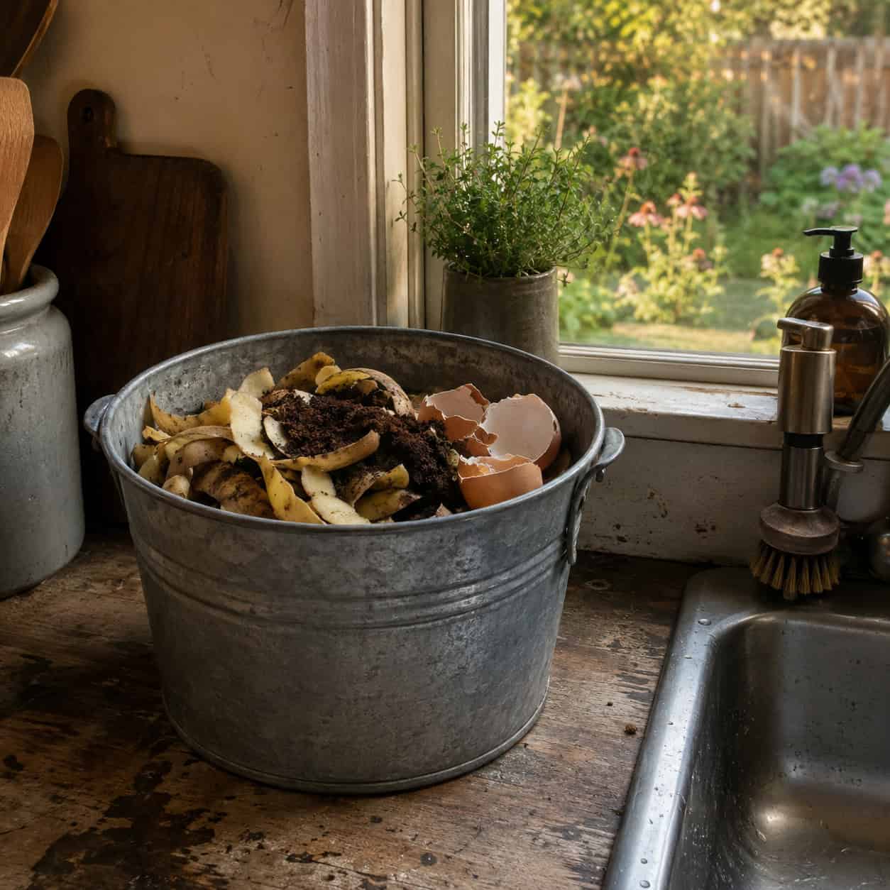 The Scrap Bucket by the Sink