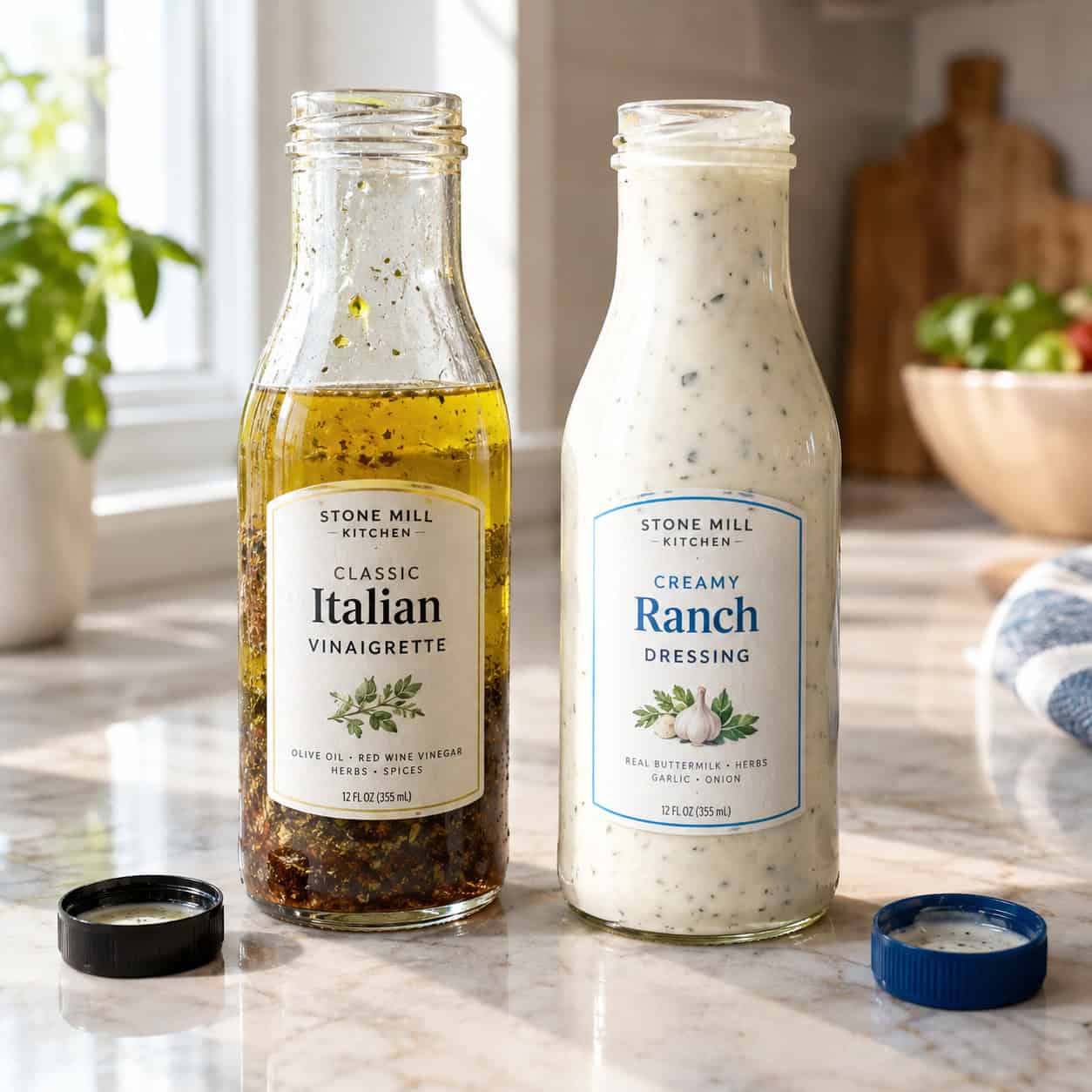 Opened Vinegar-Based vs. Creamy Salad Dressings