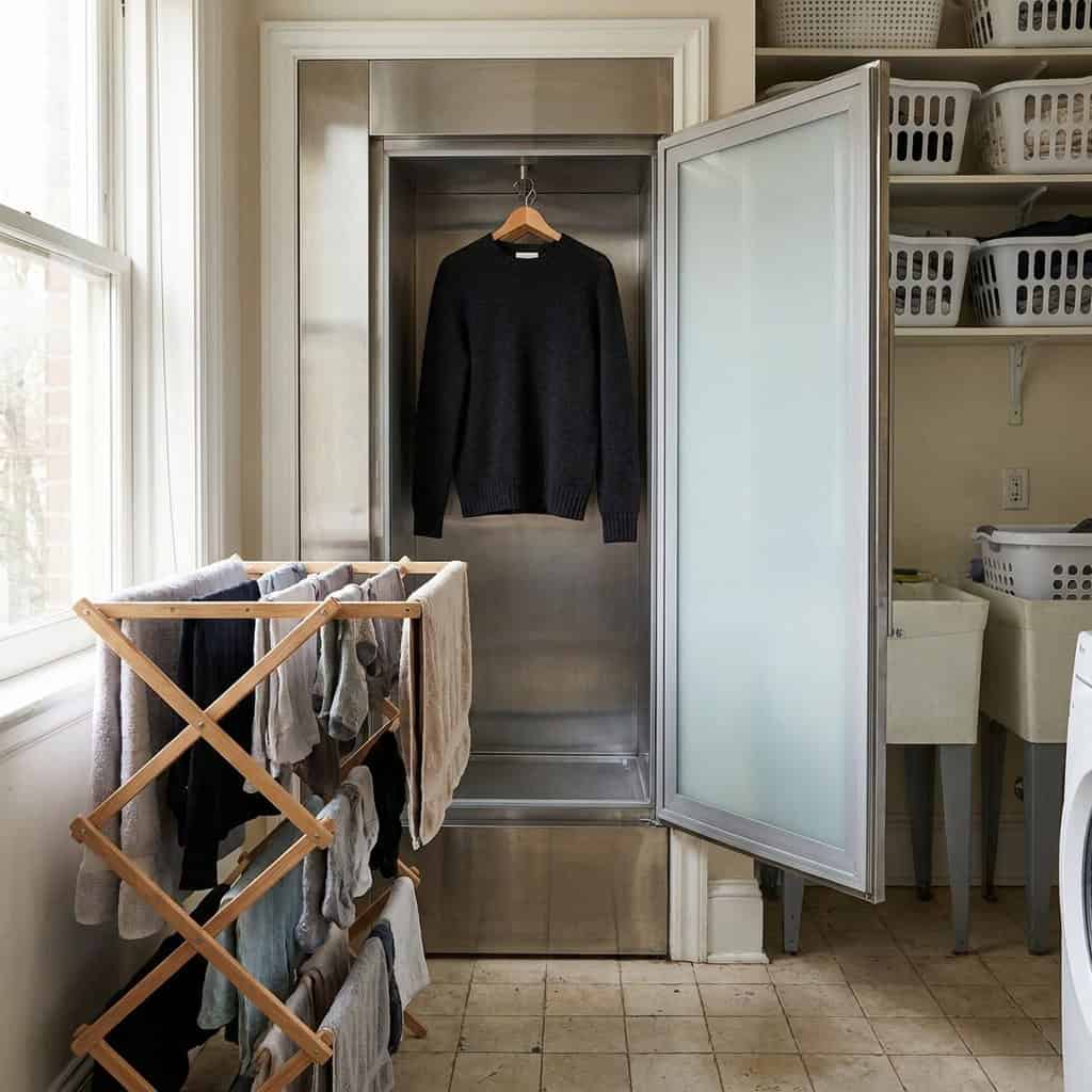 A Wall-Mounted Drying Cabinet or Steam Closet