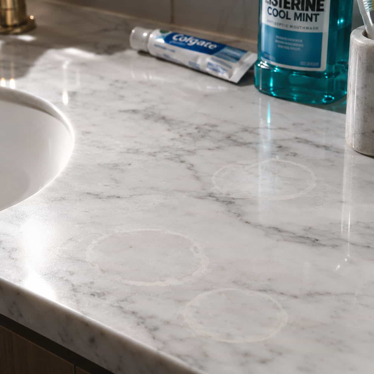 A Polished Carrara Marble Vanity Top