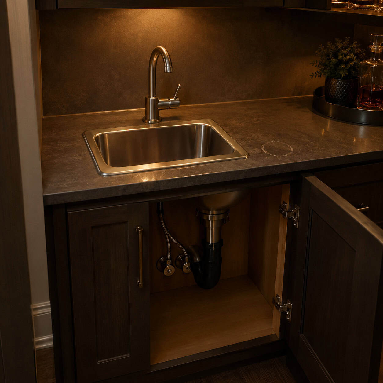 A Bar Sink in the Butler's Pantry