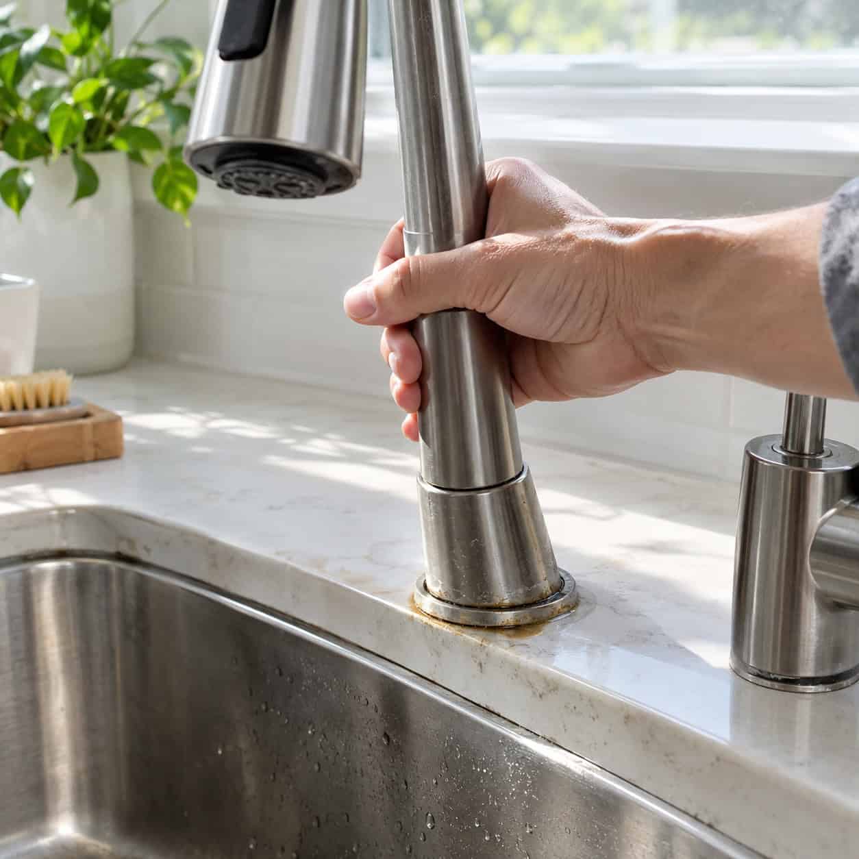 A faucet that rocks when you pull the handle